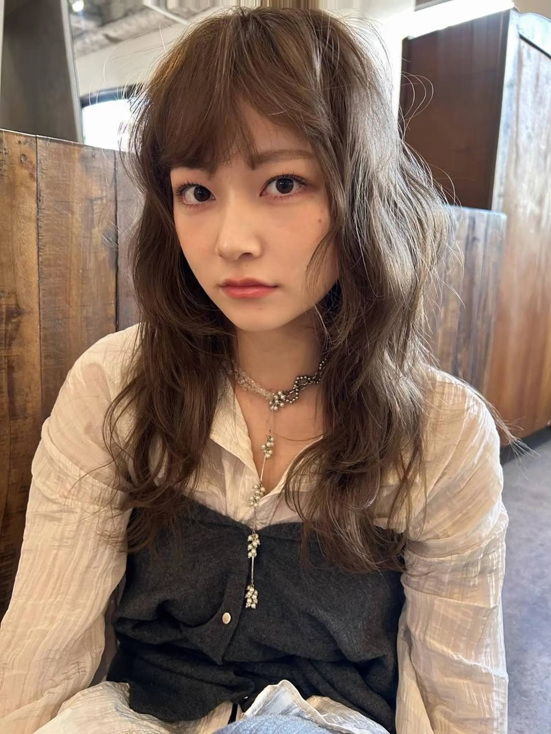 ミディアム カラー パーマ ショートボブ ミディアムパーマ アディクシーカラー ブリーチ ケアブリーチ カット ヘアカラー トリートメント CEINE PATHのヘアスタイル