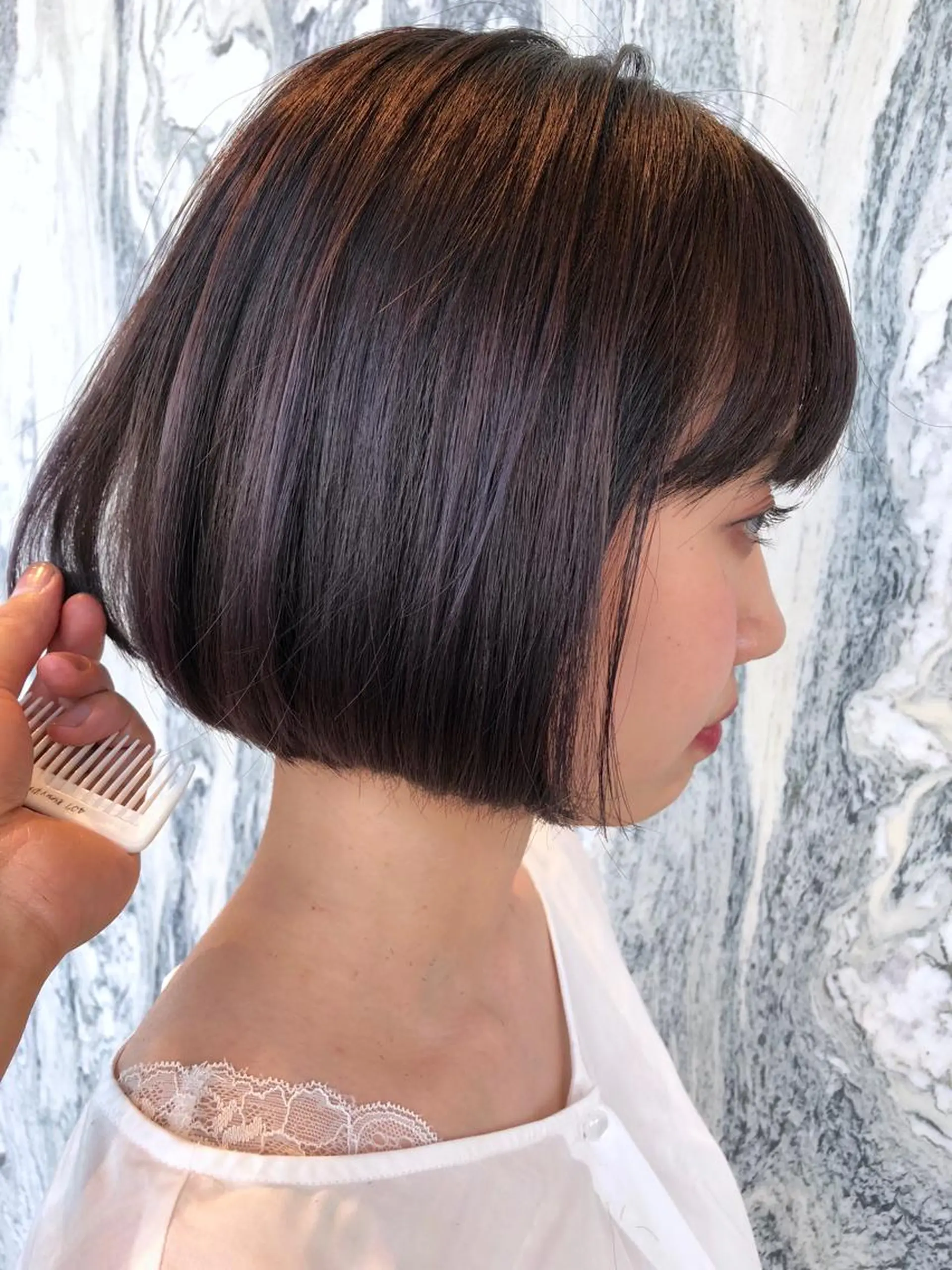 ショート カラー 透明感カラー パープルカラー ヘアカラー トリートメント ニシヤマ コウヘイのヘアスタイル