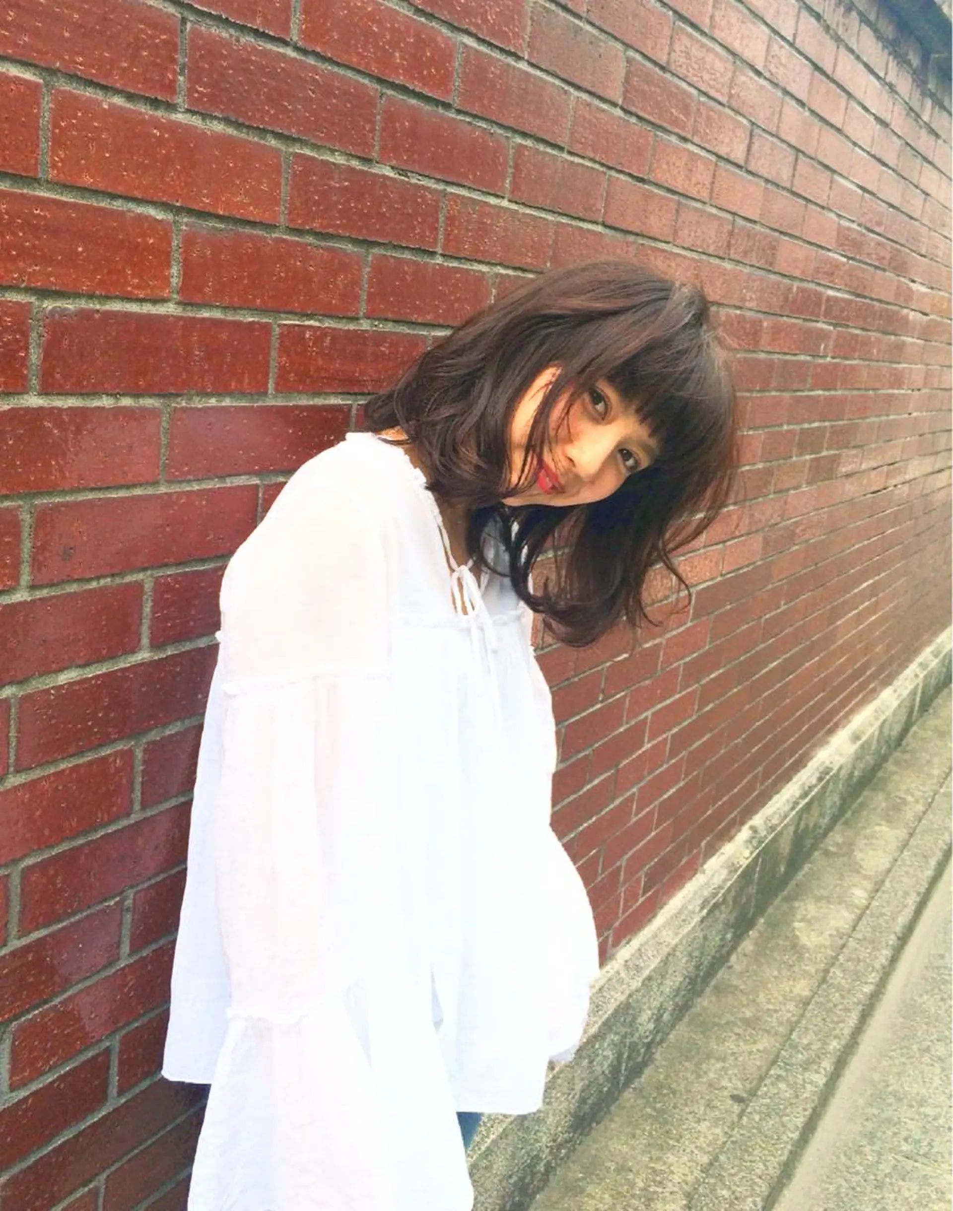 ミディアム セミロング カラー パーマ 内藤 達也のヘアスタイル