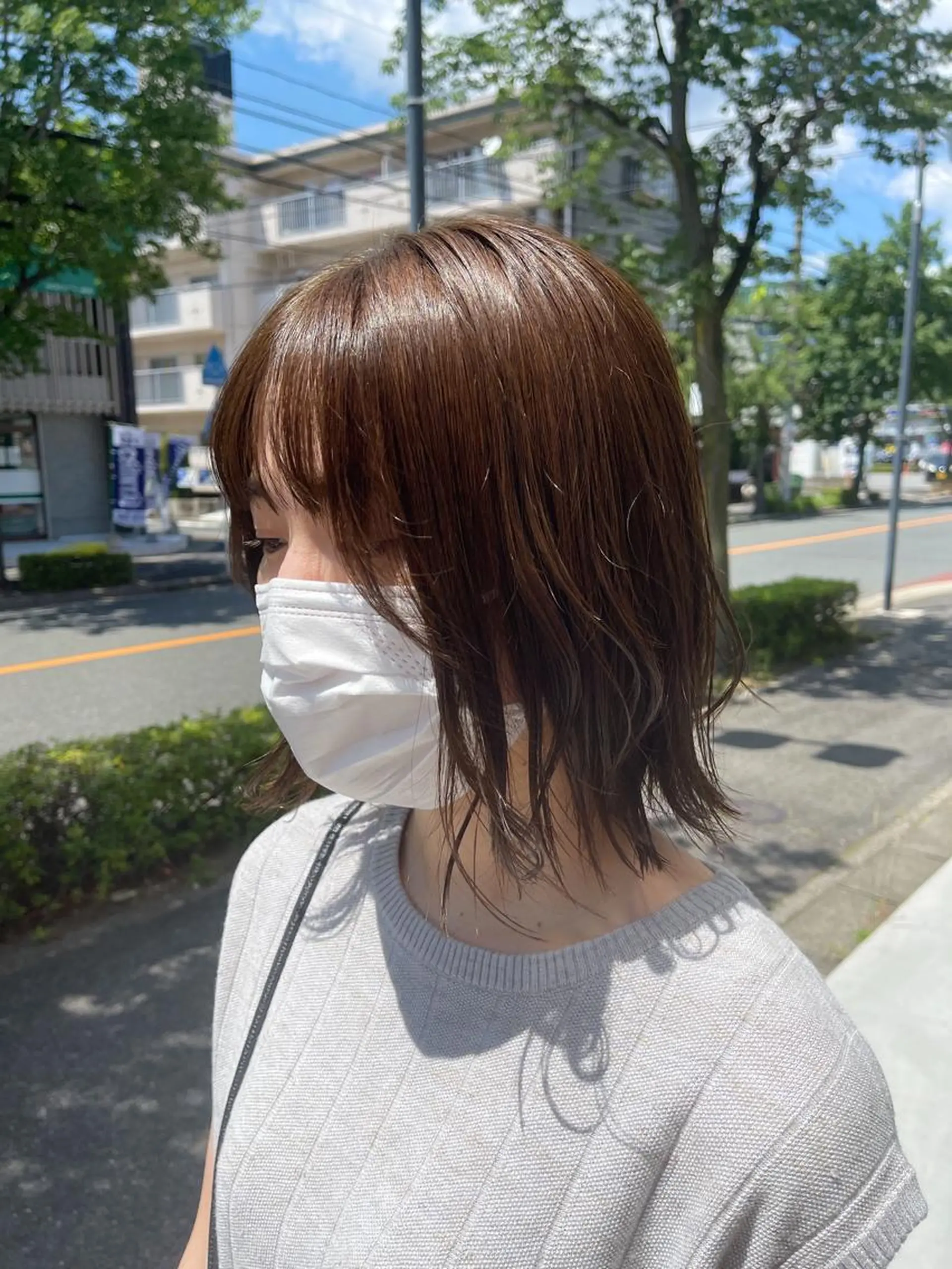 ミディアム ボブ kyon.hair 韓国カットカラーのヘアスタイル