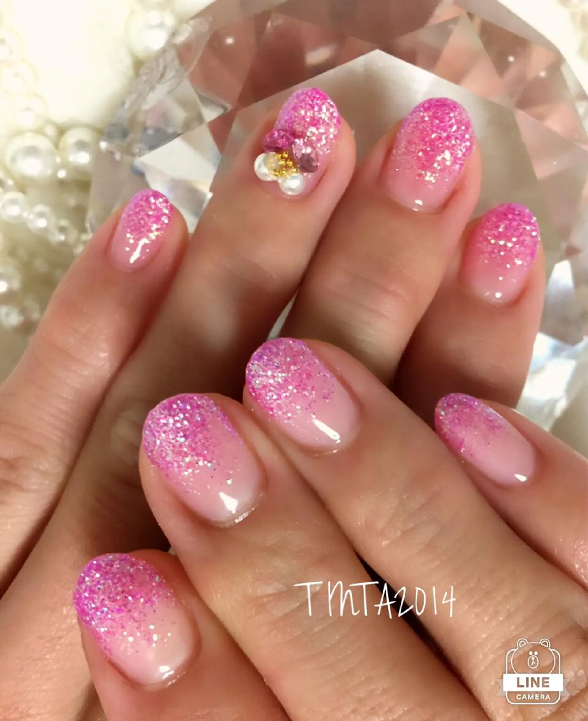 ネイル グラデーション ラメ(グリッター) ラメグラデーション ピンク ネイルサロン ティンタ所属・馬場 典子のネイルデザイン