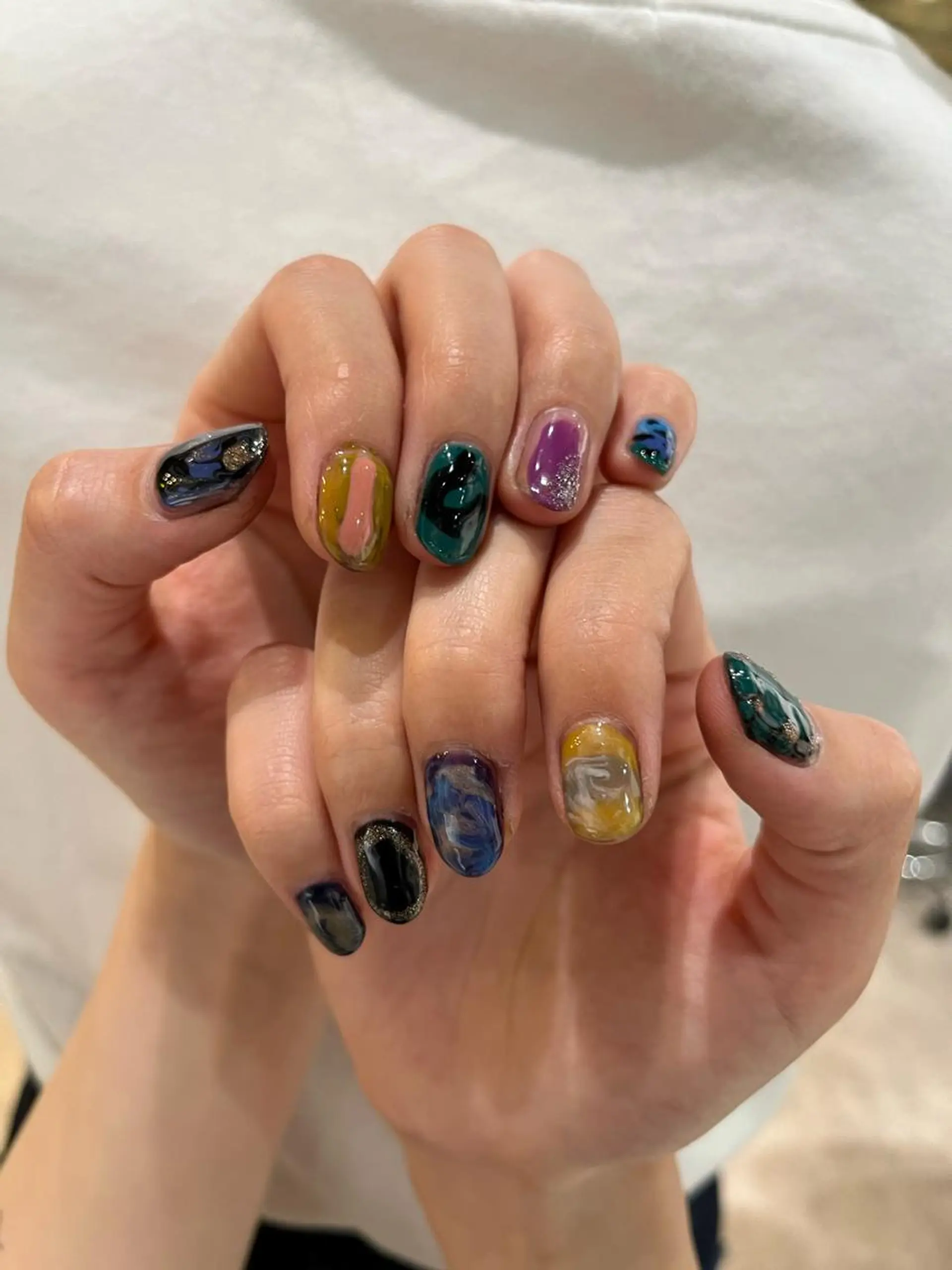 ネイル 大理石ネイル(マーブル) ニュアンスネイル ハンドネイル ZEST kalon RINAのマツエク・マツパデザイン