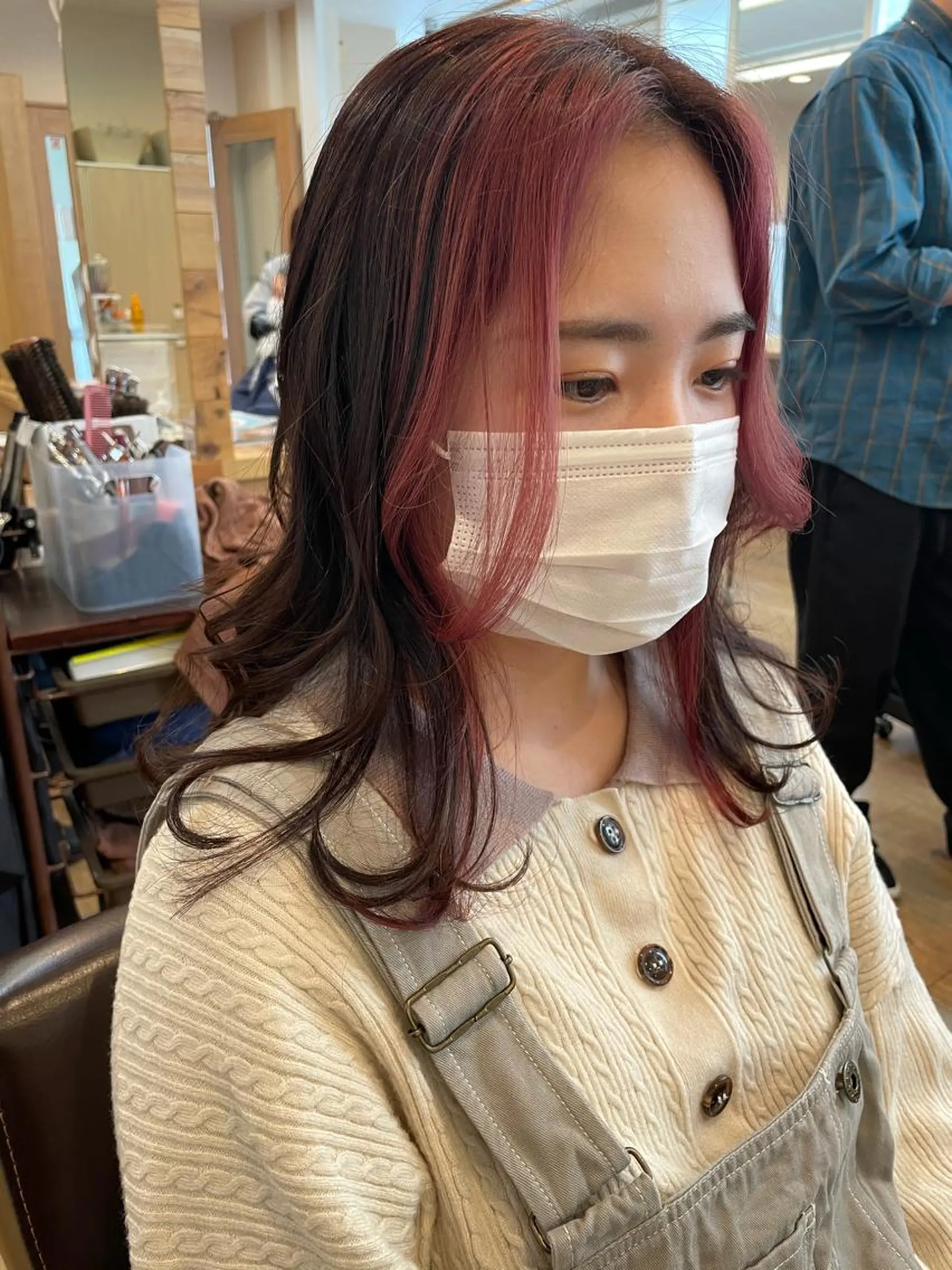 セミロング ミストバング ainiあべのアポロ Manamiのヘアスタイル