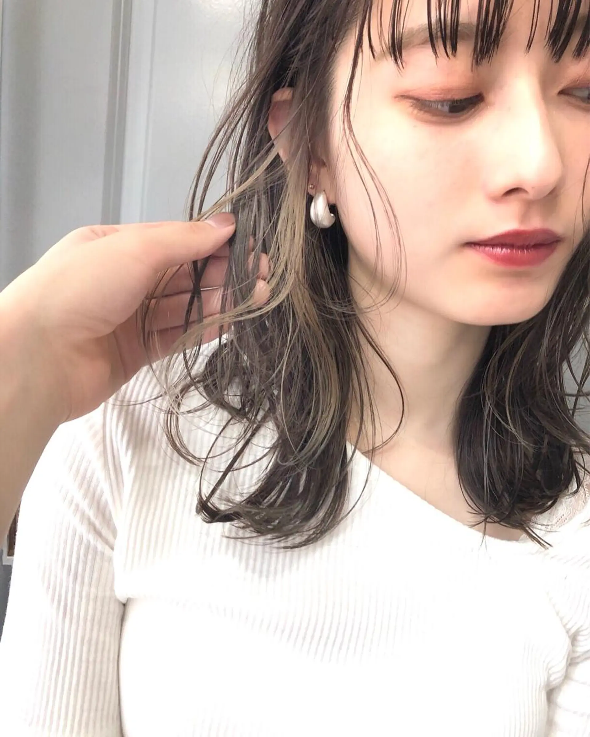 セミロング カラー イヤリングカラー Pia ツボイ ケイタのヘアスタイル