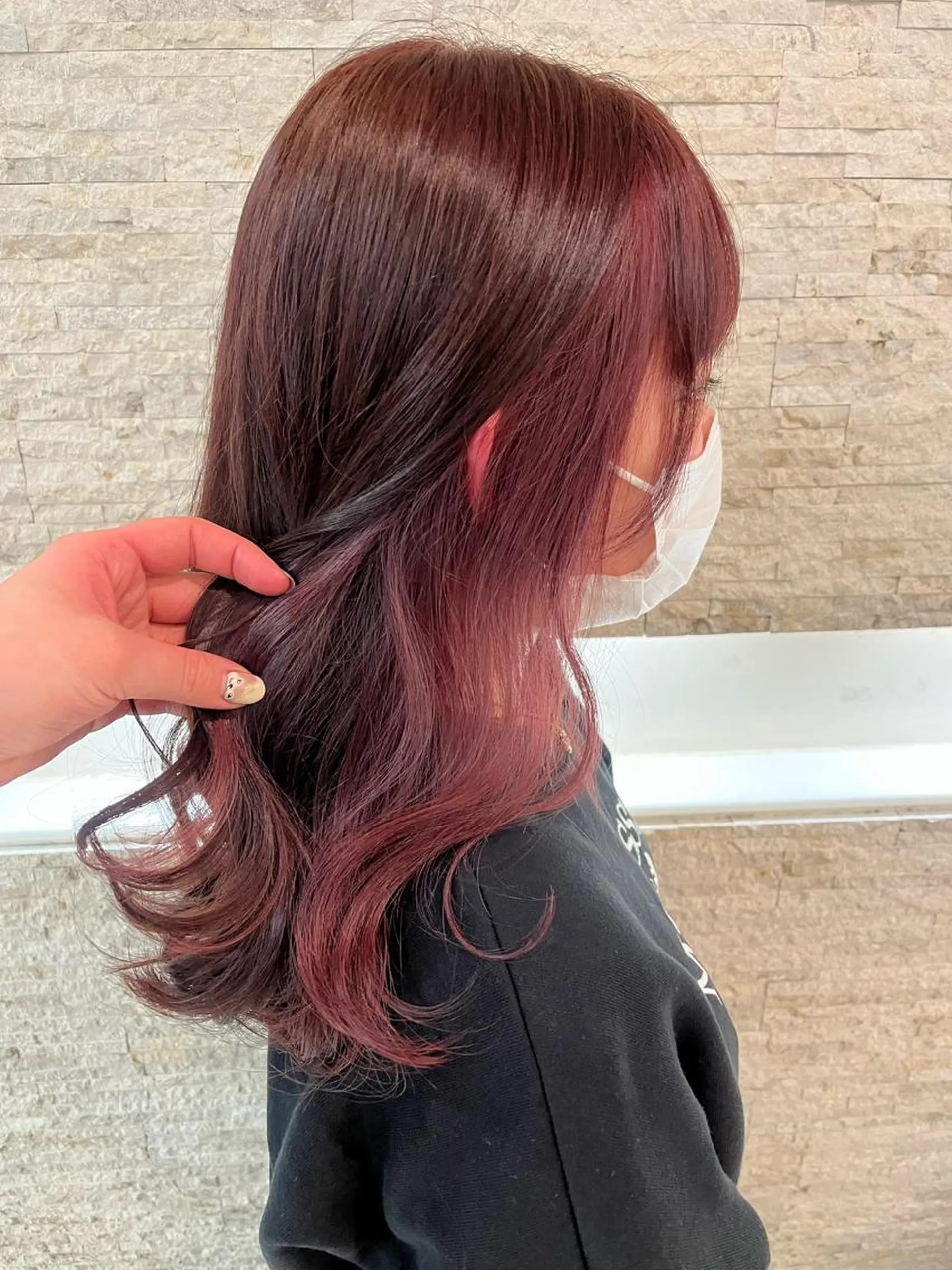 ロング カラー ブラウンカラー ピンクカラー ピンクブラウン ヘアカラー トリートメント ヘアセット 韓国/インナーカラー 🍑YUI🍑のヘアスタイル