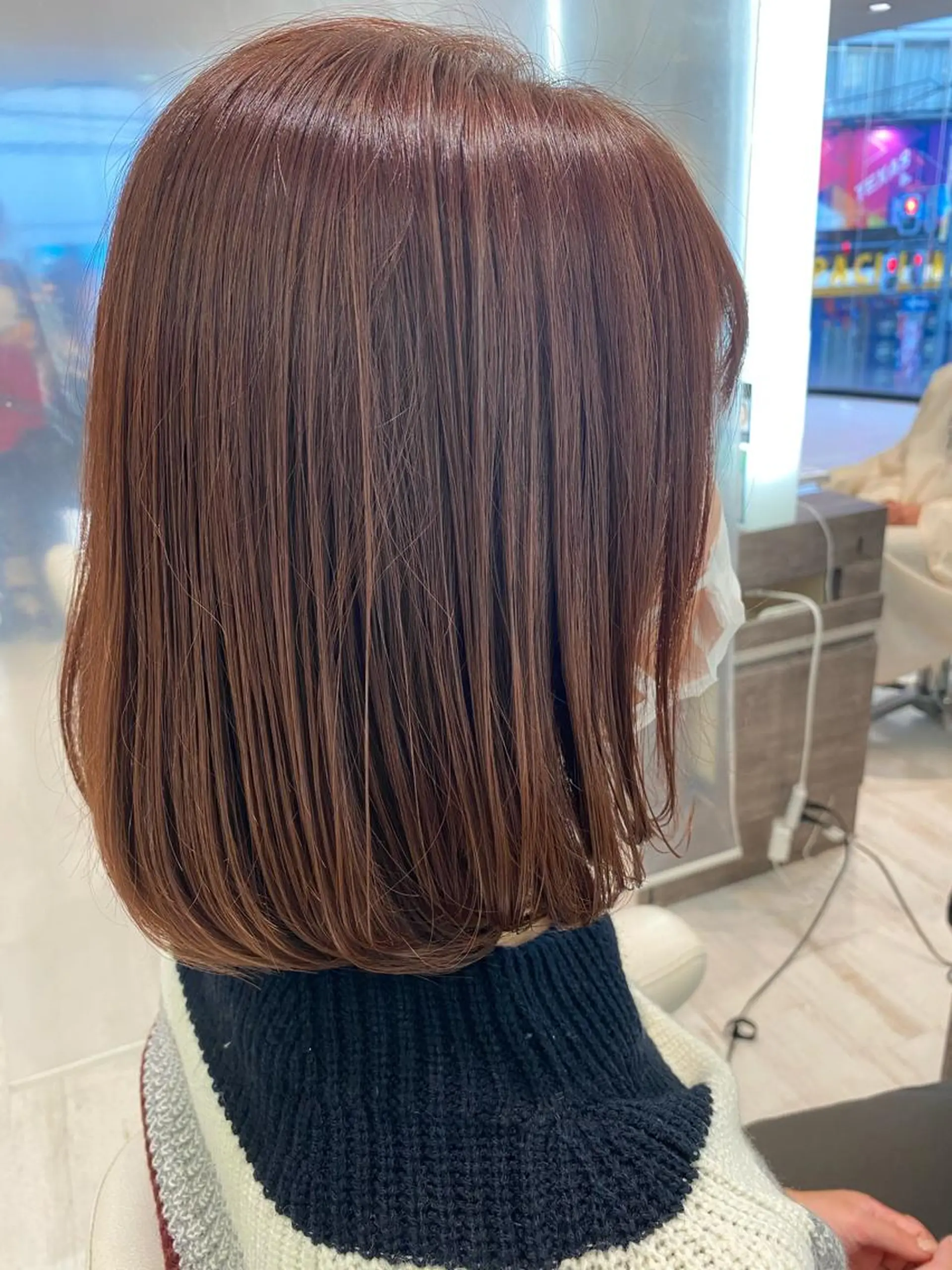 ミディアム カラー 透明感カラー イルミナカラー 小顔レイヤー/ ベージュ🤍Rieのヘアスタイル