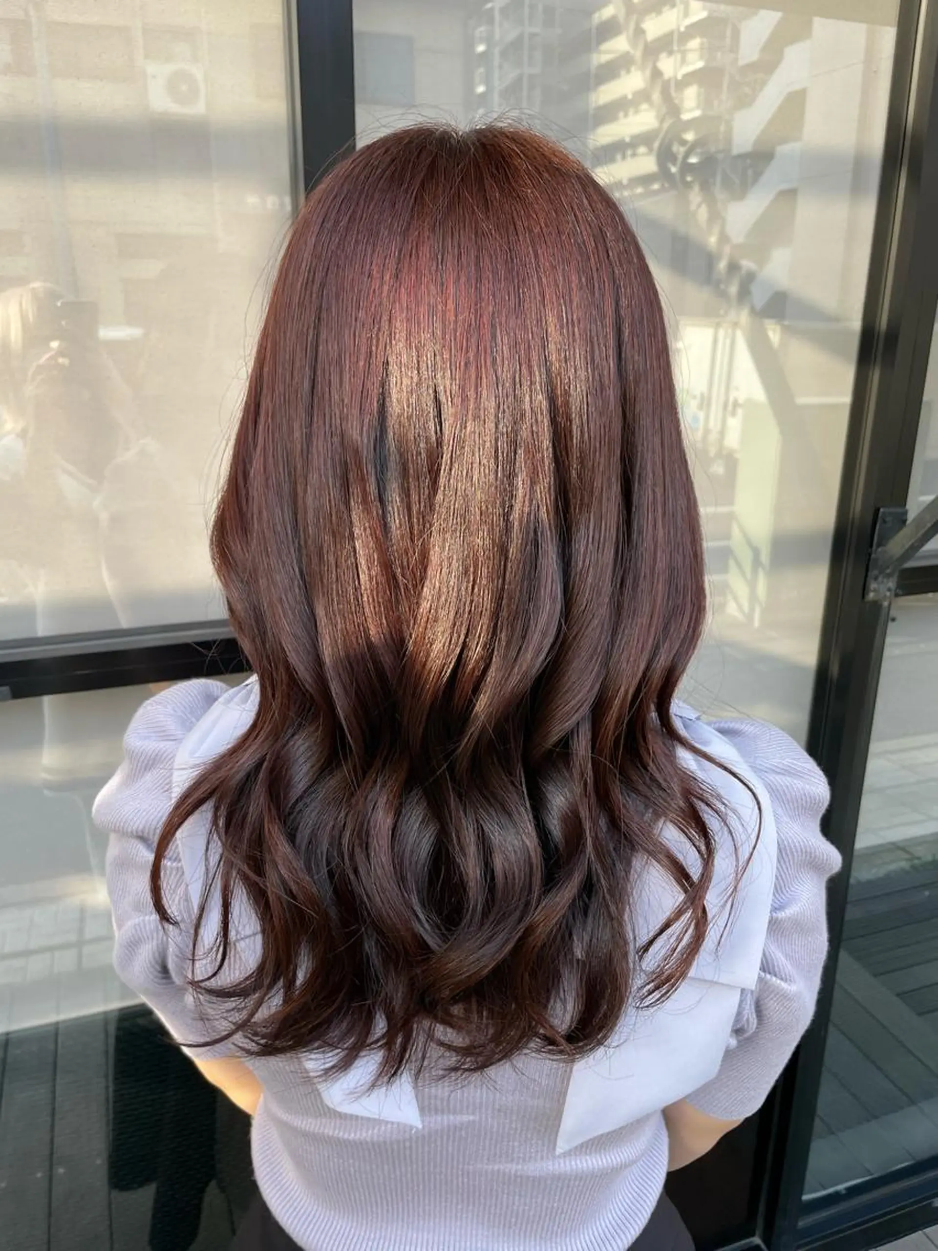 ロング カラー ブリーチ ブラウンカラー ブリーチなしカラー ピンクカラー ピンクブラウン ヘアカラー トリートメント さかきばら すみえのヘアスタイル