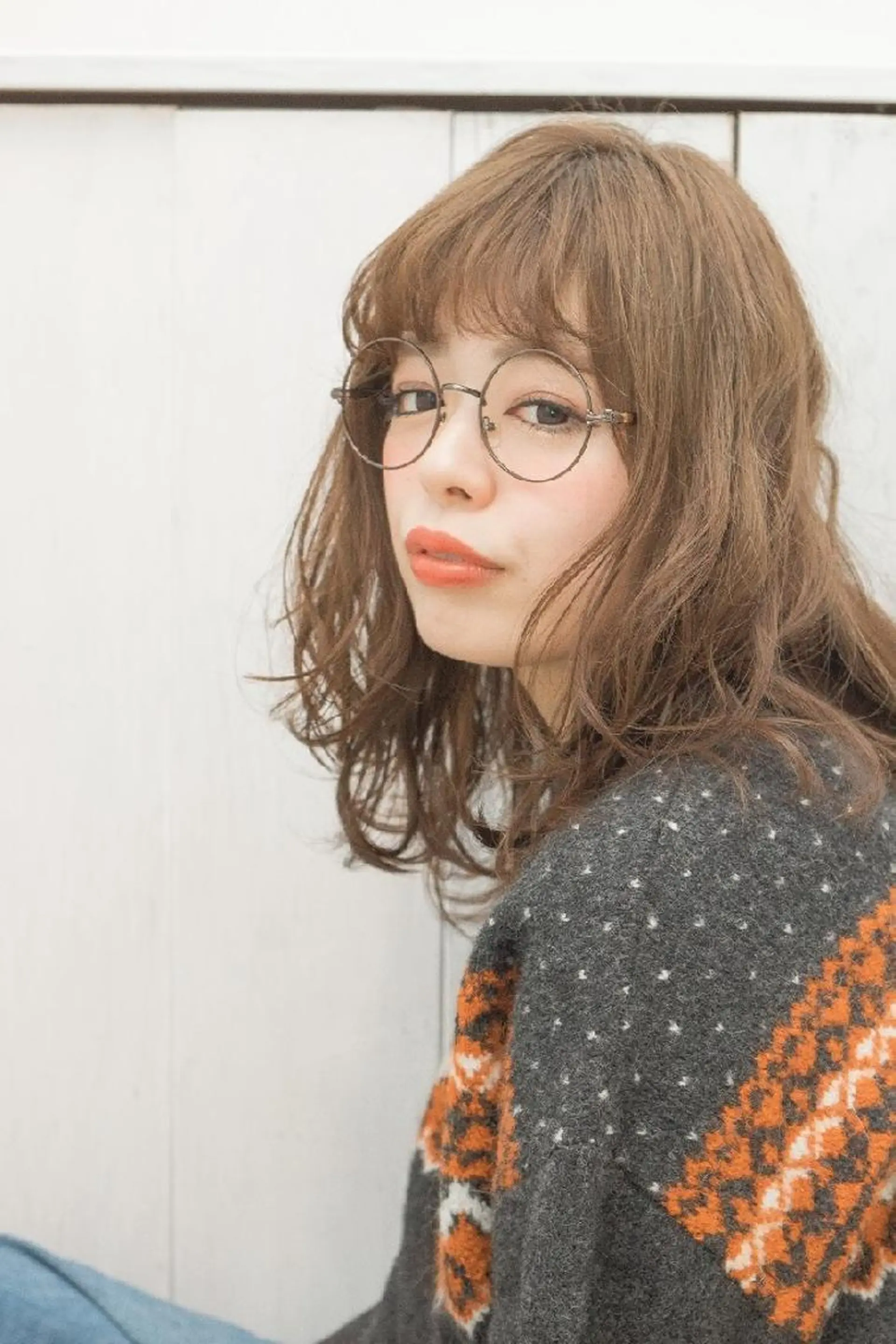 セミロング カラー しらはま ようこのヘアスタイル