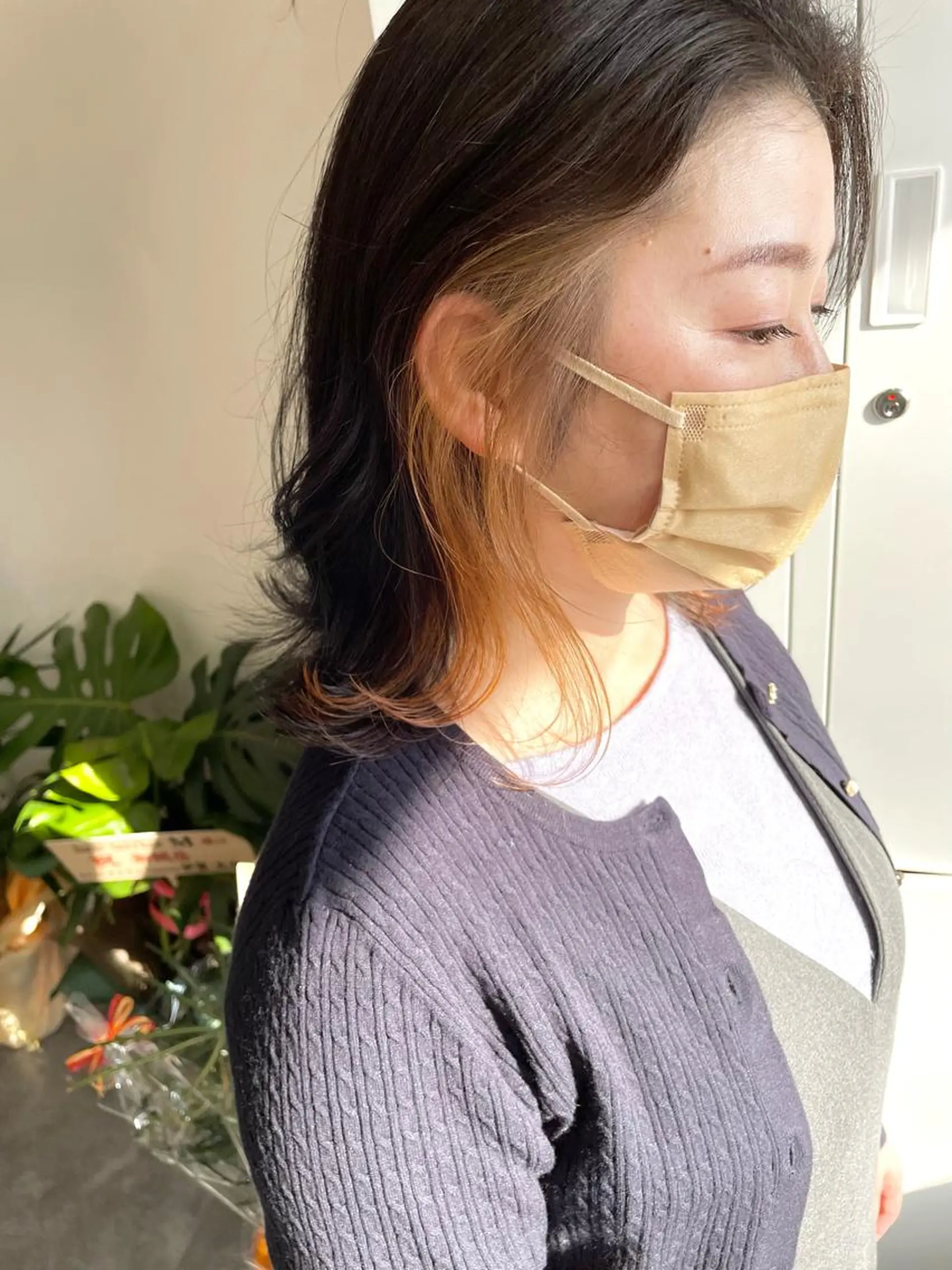 ミディアム ショートボブ ミディアムパーマ 韓国風カラー ボブ ハイライト hair terra ce M奈良店のヘアスタイル