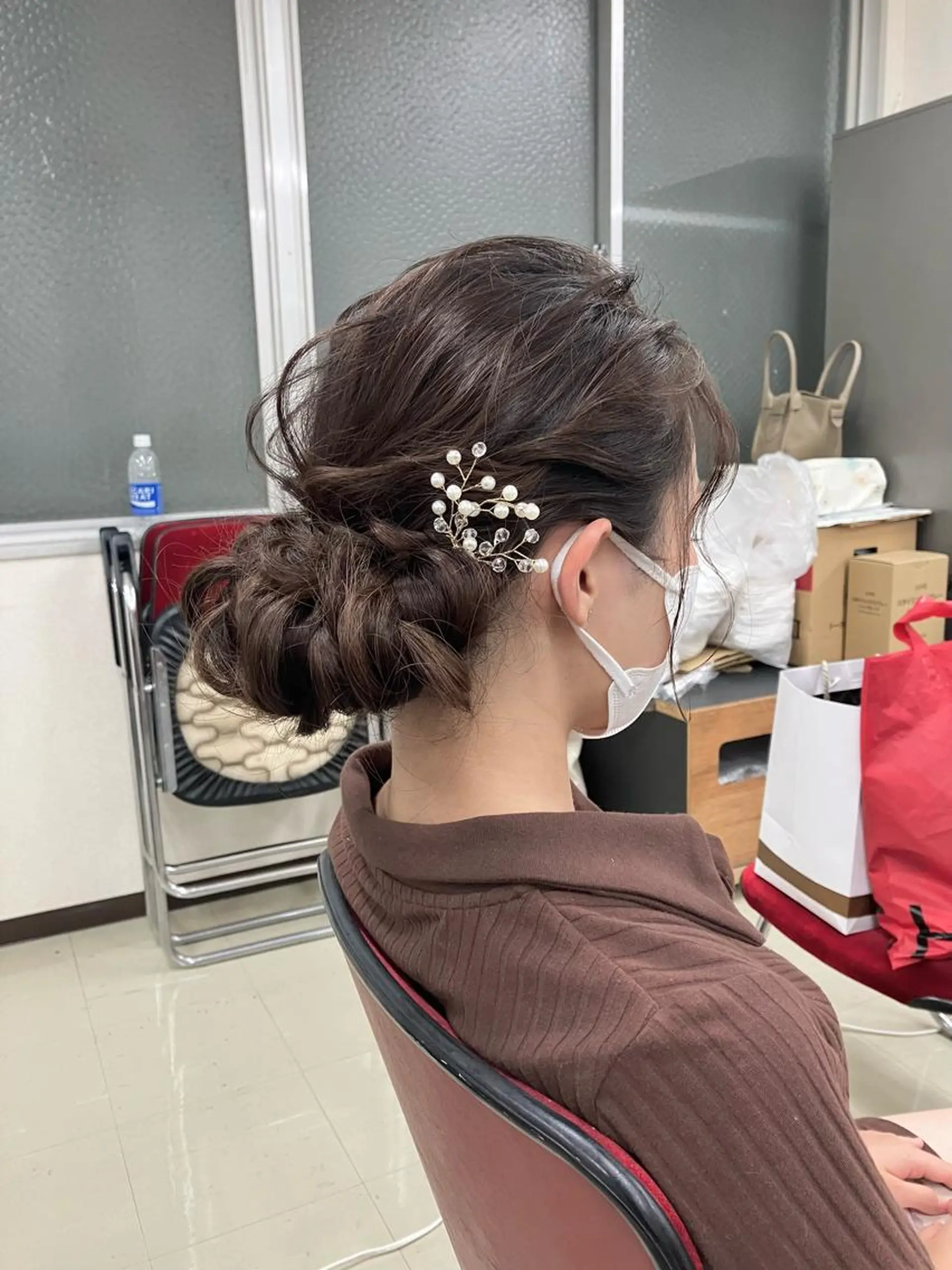 セミロング ヘアアレンジ ハイライト 浴衣 ヘアセット 梅山 美侑のヘアスタイル