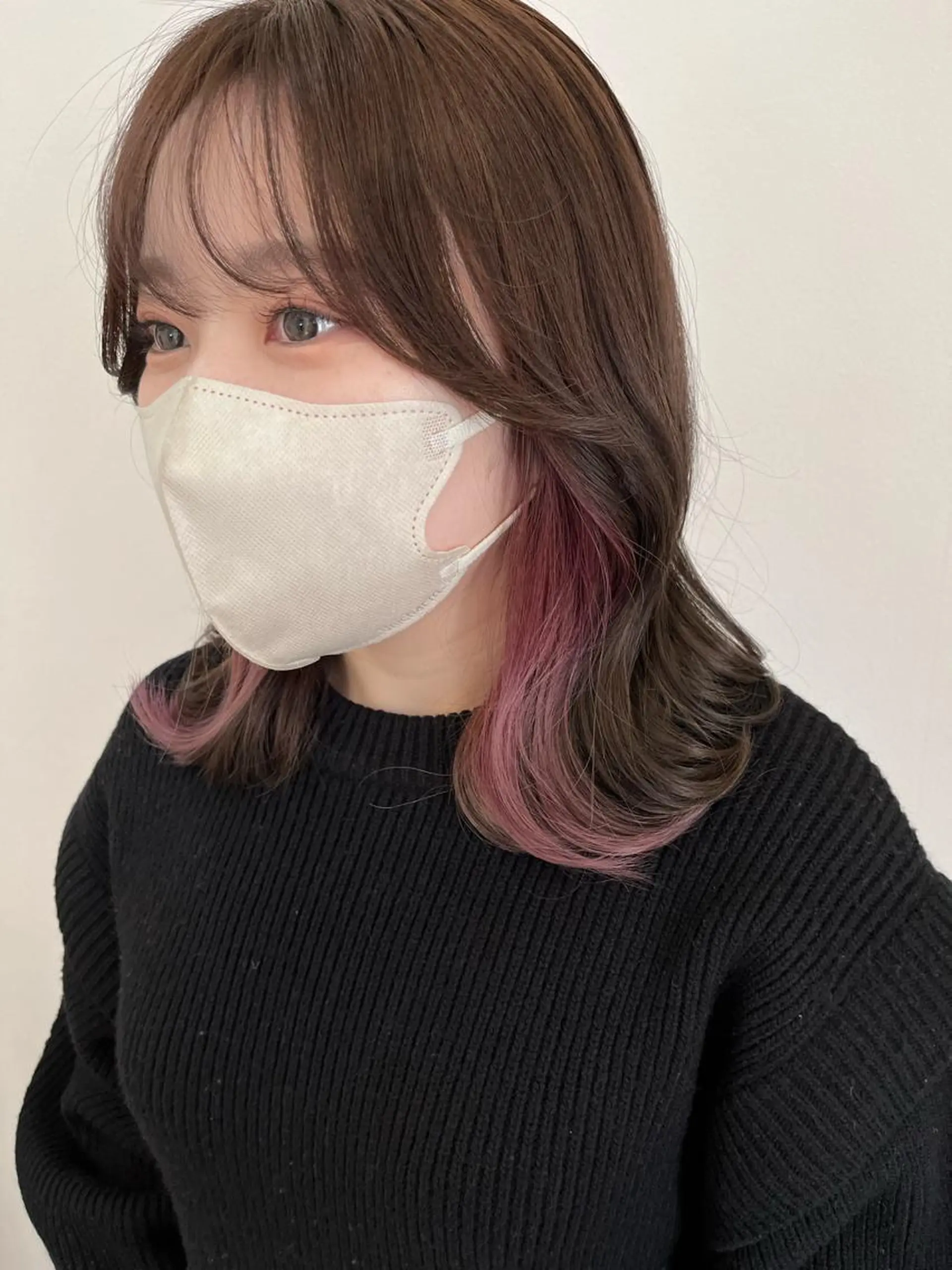 ミディアム カラー ヘアアレンジ ブラウンカラー ショコラブラウン ピンクカラー エギョモリ ヨシンモリ カット ヘアカラー トリートメント 韓国×巻ける髪質改善 💍maki💍のヘアスタイル