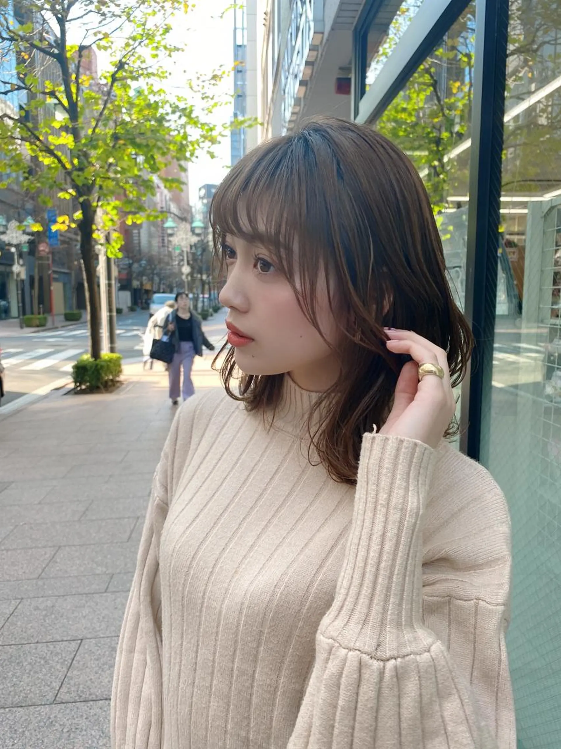 ミディアム レイヤー/韓国/ボブ 縮毛矯正/畠中ケントのヘアスタイル