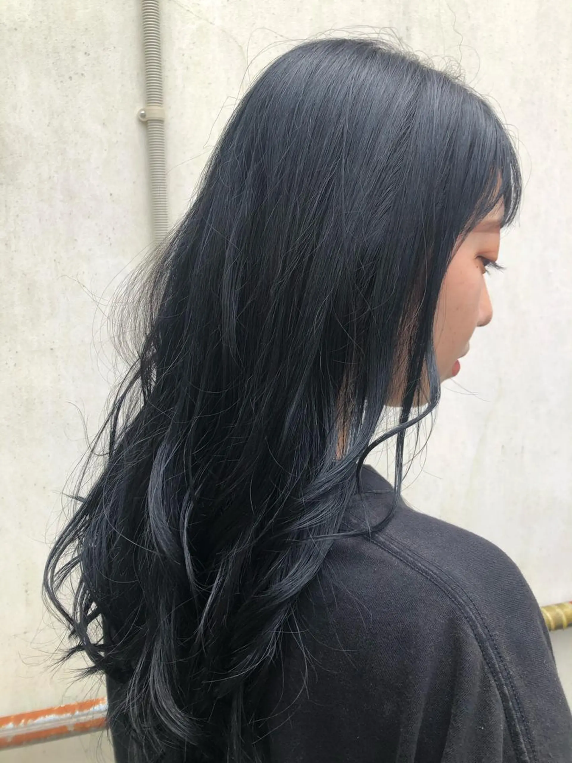 ロング カラー ヘアアレンジ 黒髪 ブルーカラー ブルーブラック ネイビーカラー enurk店 🍋 M I K U  *のその他イメージ