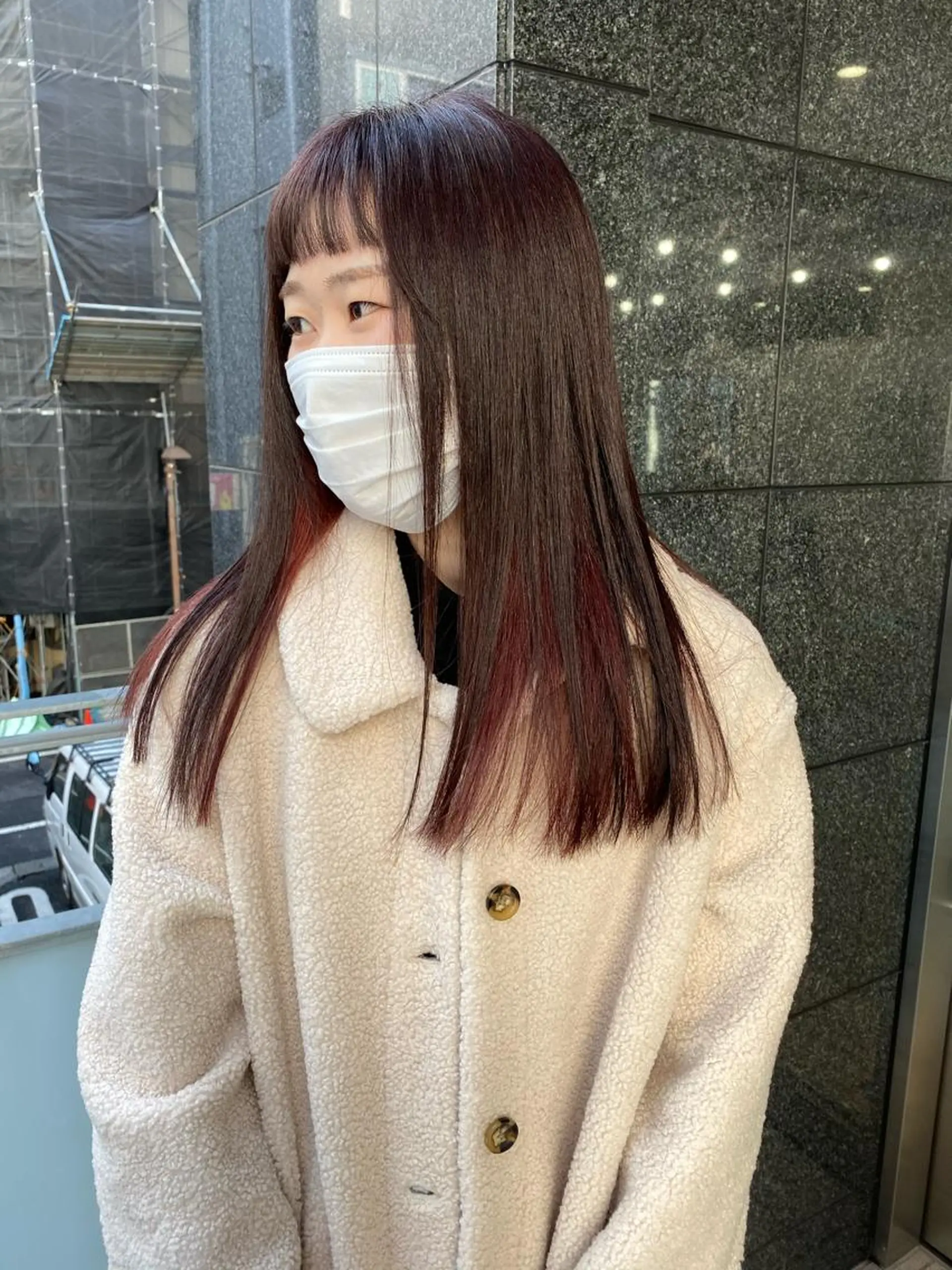 ロング カラー オリーブ/アッシュ やわらか透明感カラーのヘアスタイル