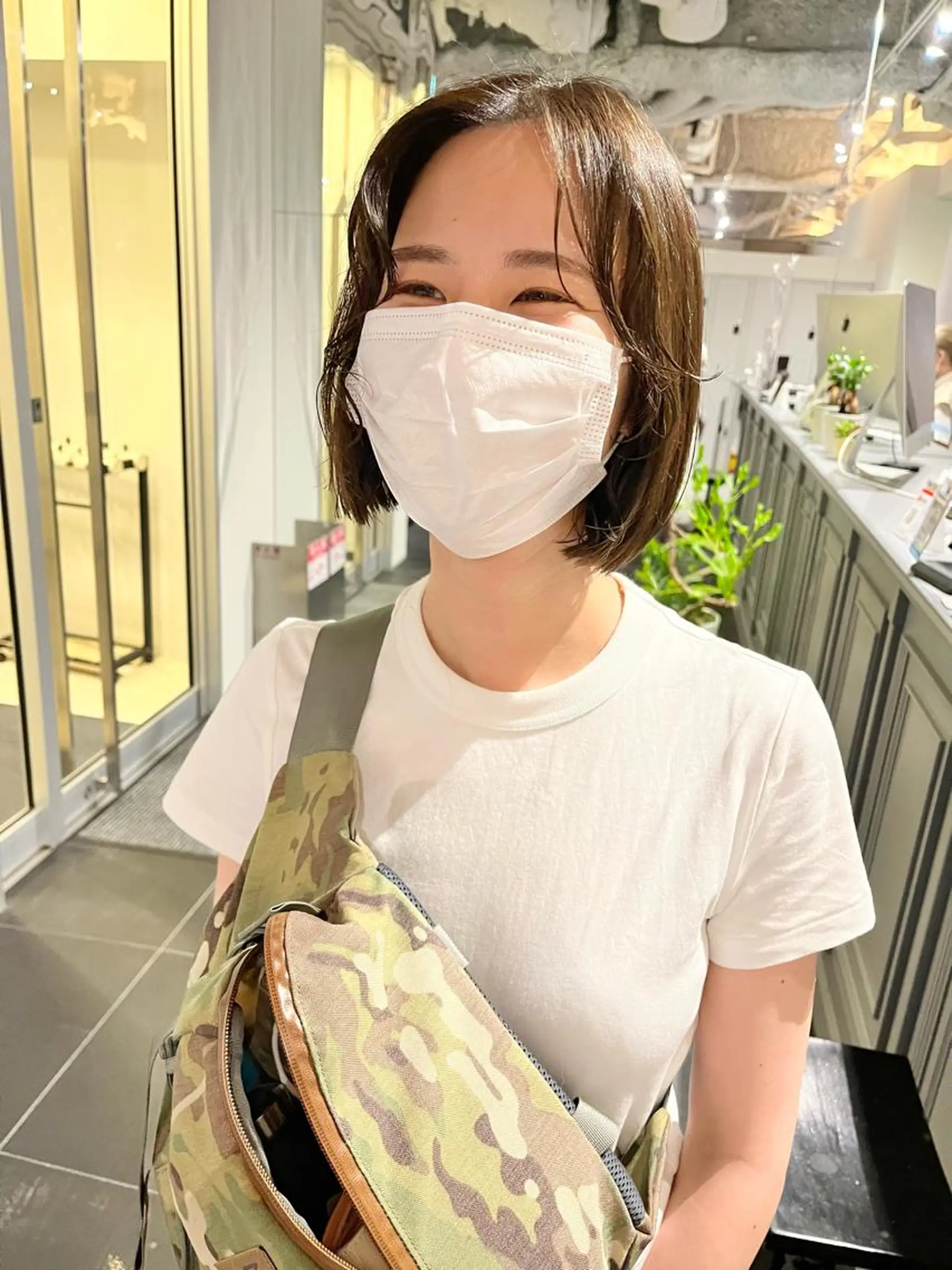 ショート パーマ 切りっぱなしボブ ボブ 顔周りカット カット パーマ ショート/パーマ/ カラー/FUKOのヘアスタイル