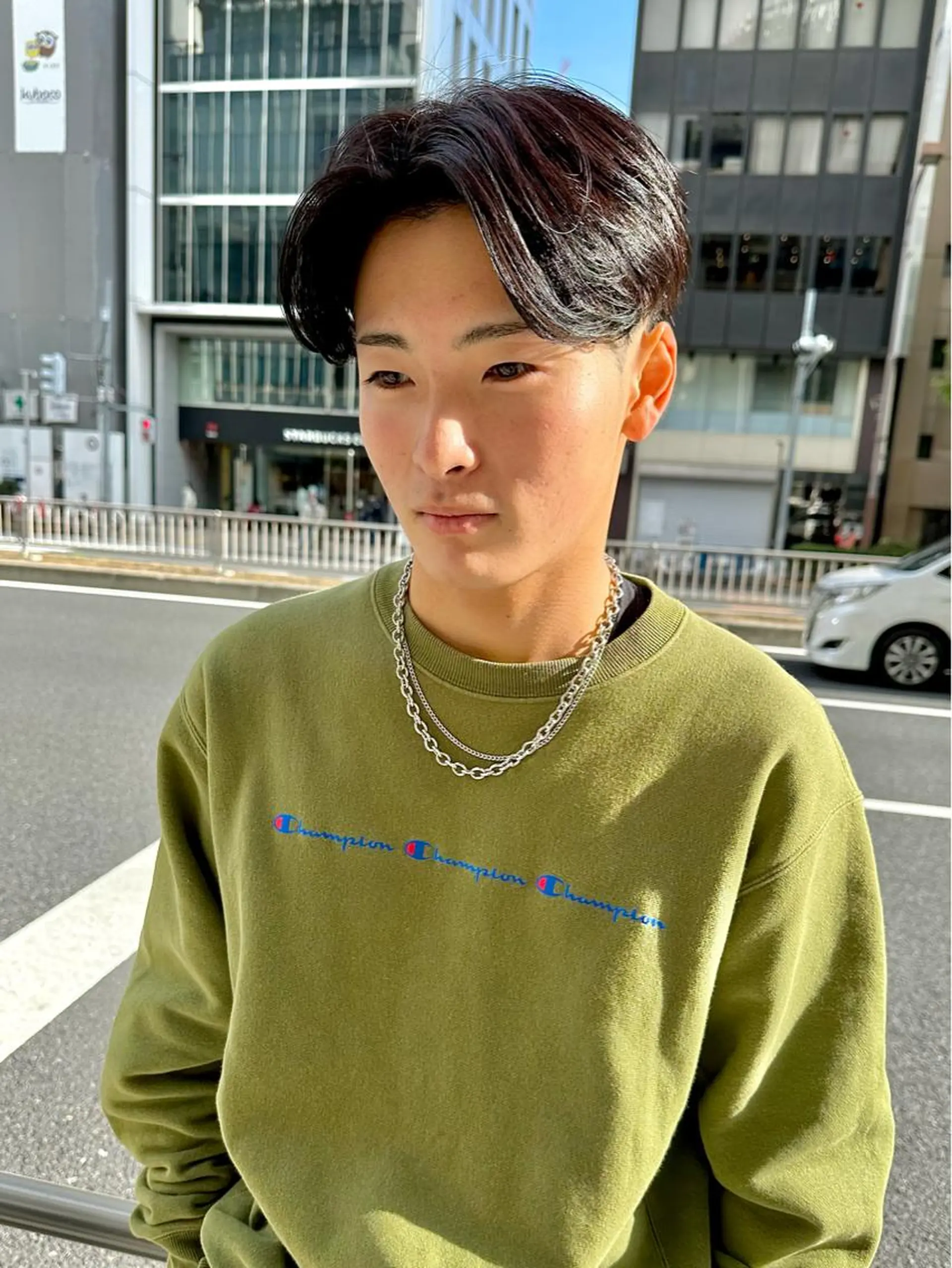 ミディアム カラー ヘアアレンジ メンズ センターパート カット ✨レディース✨ 今だけカット￥０大石のヘアスタイル