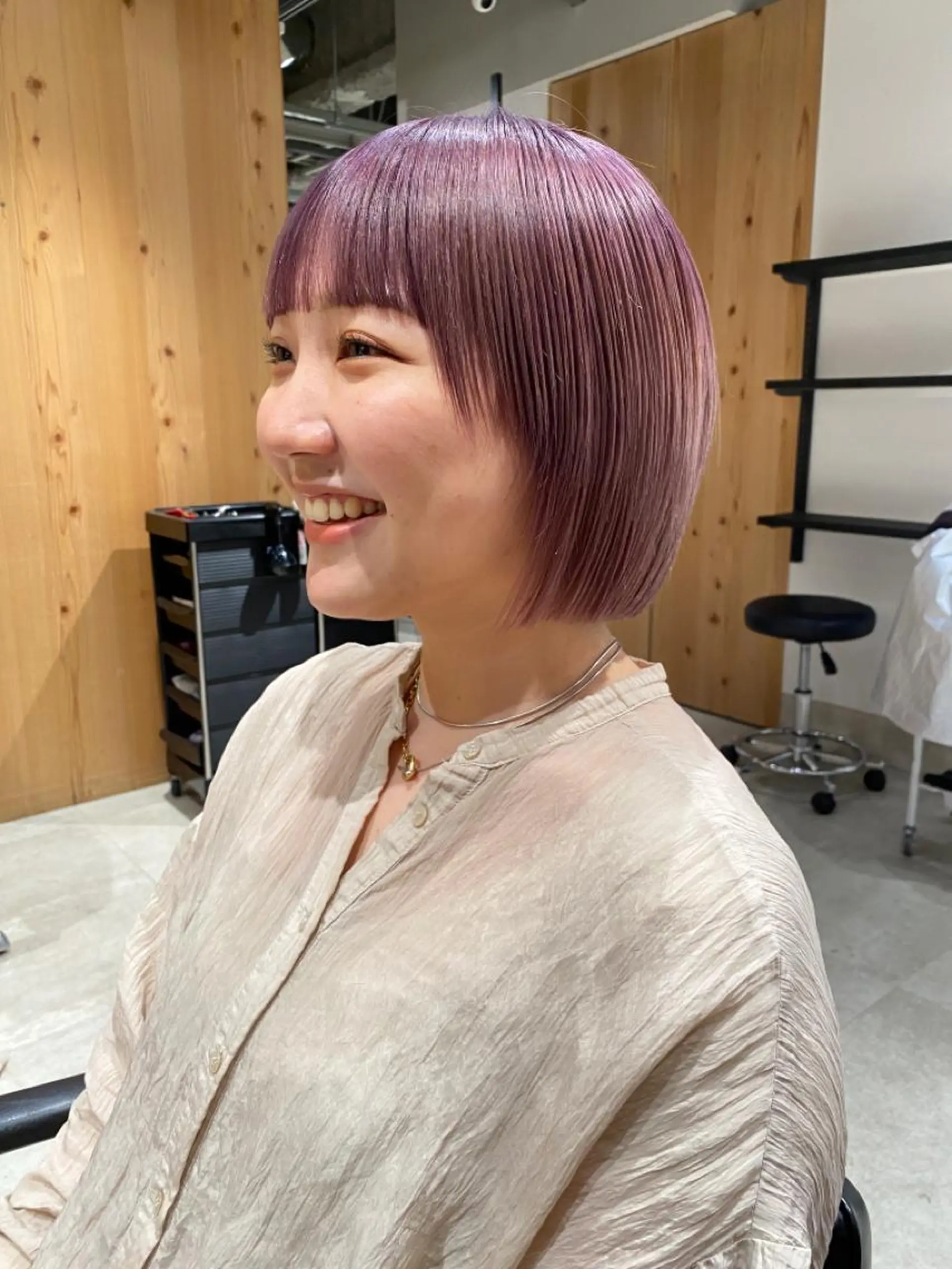 ショート カラー ブリーチ 透明感カラー ピンクカラー ヘアカラー トリートメント やまもと さえのヘアスタイル