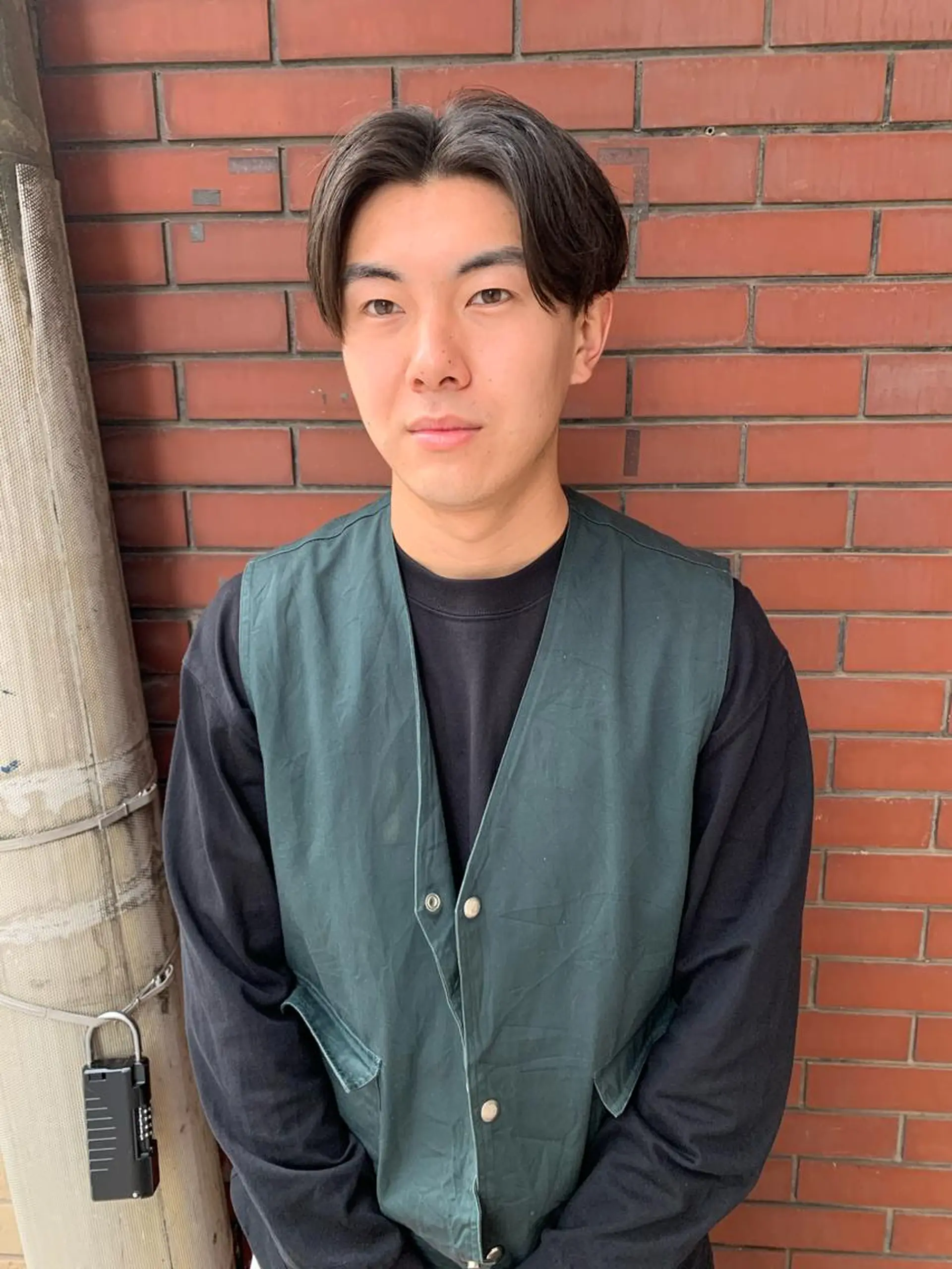 メンズ センターパート カット スパイキーパーマ 柏NO1 藤本葉のヘアスタイル