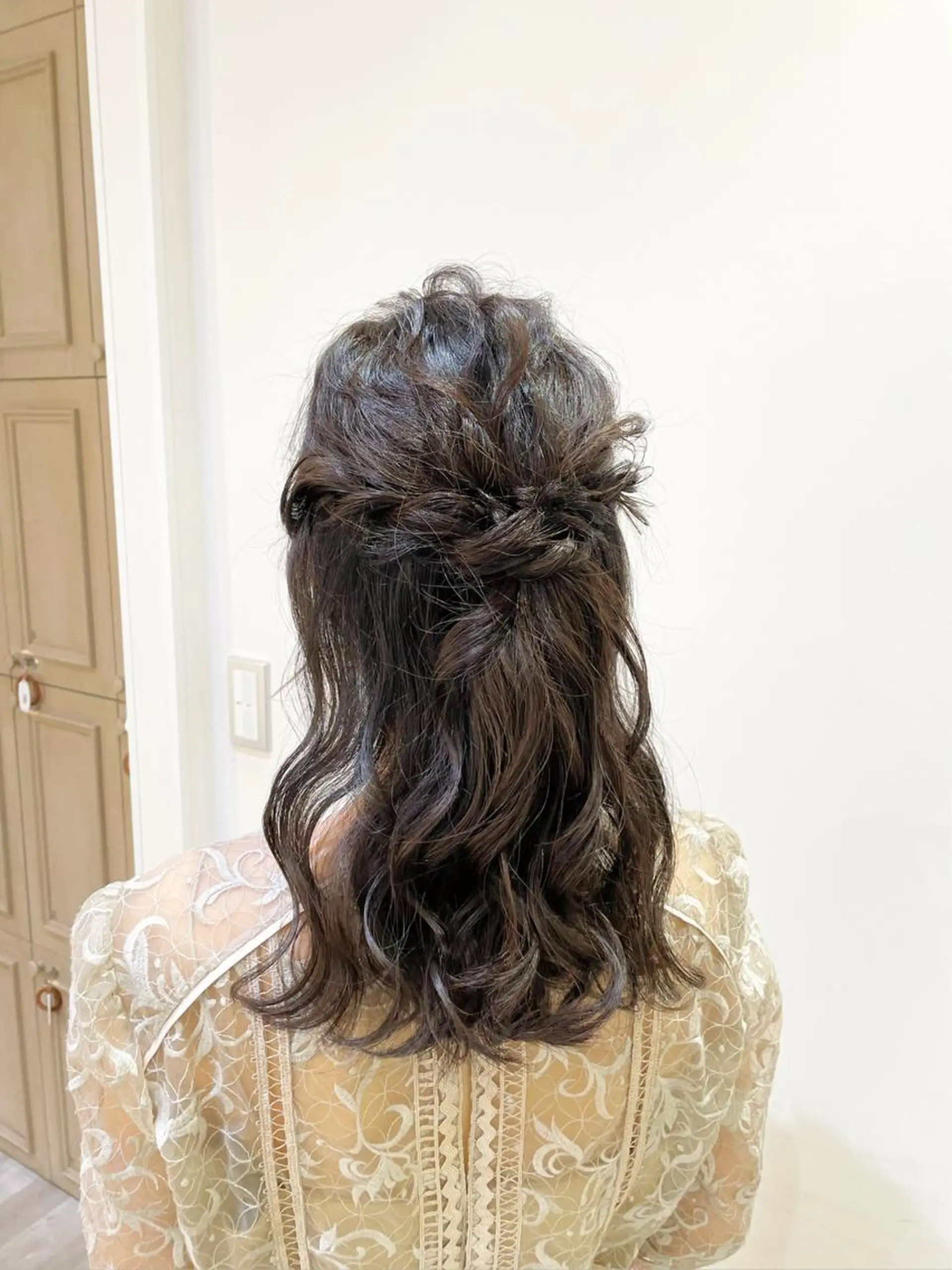 セミロング ヘアアレンジ ハーフアップ エクステ/ハイトーン 🐏☁️miminaのヘアスタイル