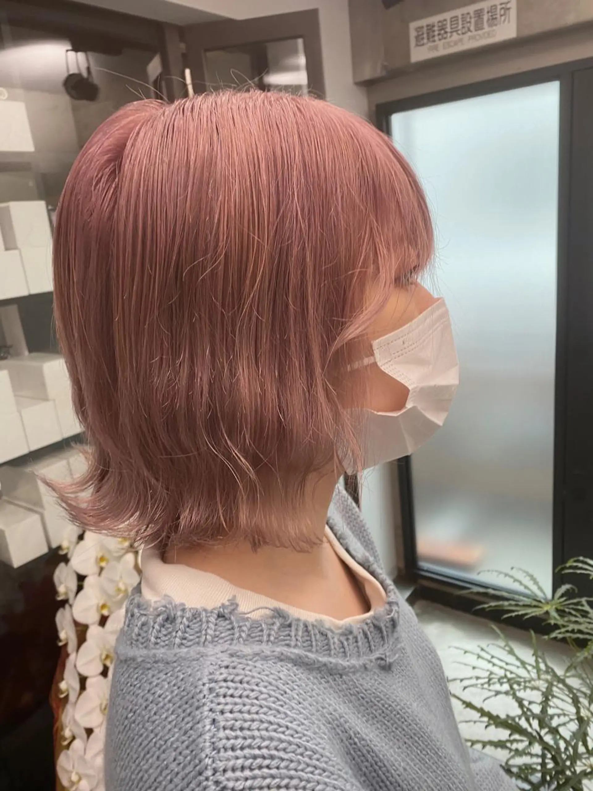 ミディアム カラー ピンクカラー esu 天満のヘアスタイル