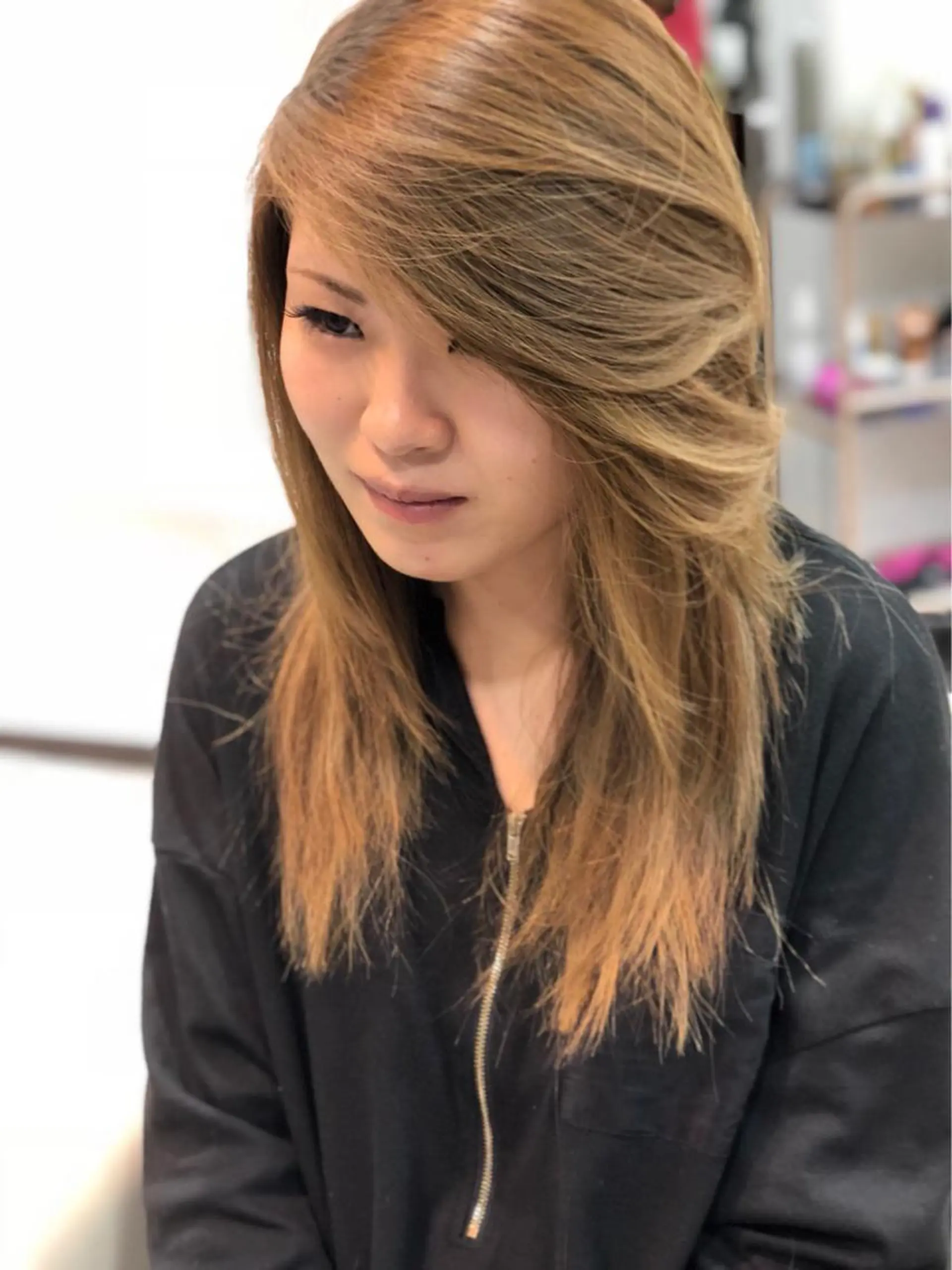 ミディアム カラー パーマ ヘアアレンジ メンズ キッズ ネイル マツエク・マツパ ドライ カット✂️髪質改善のヘアスタイル