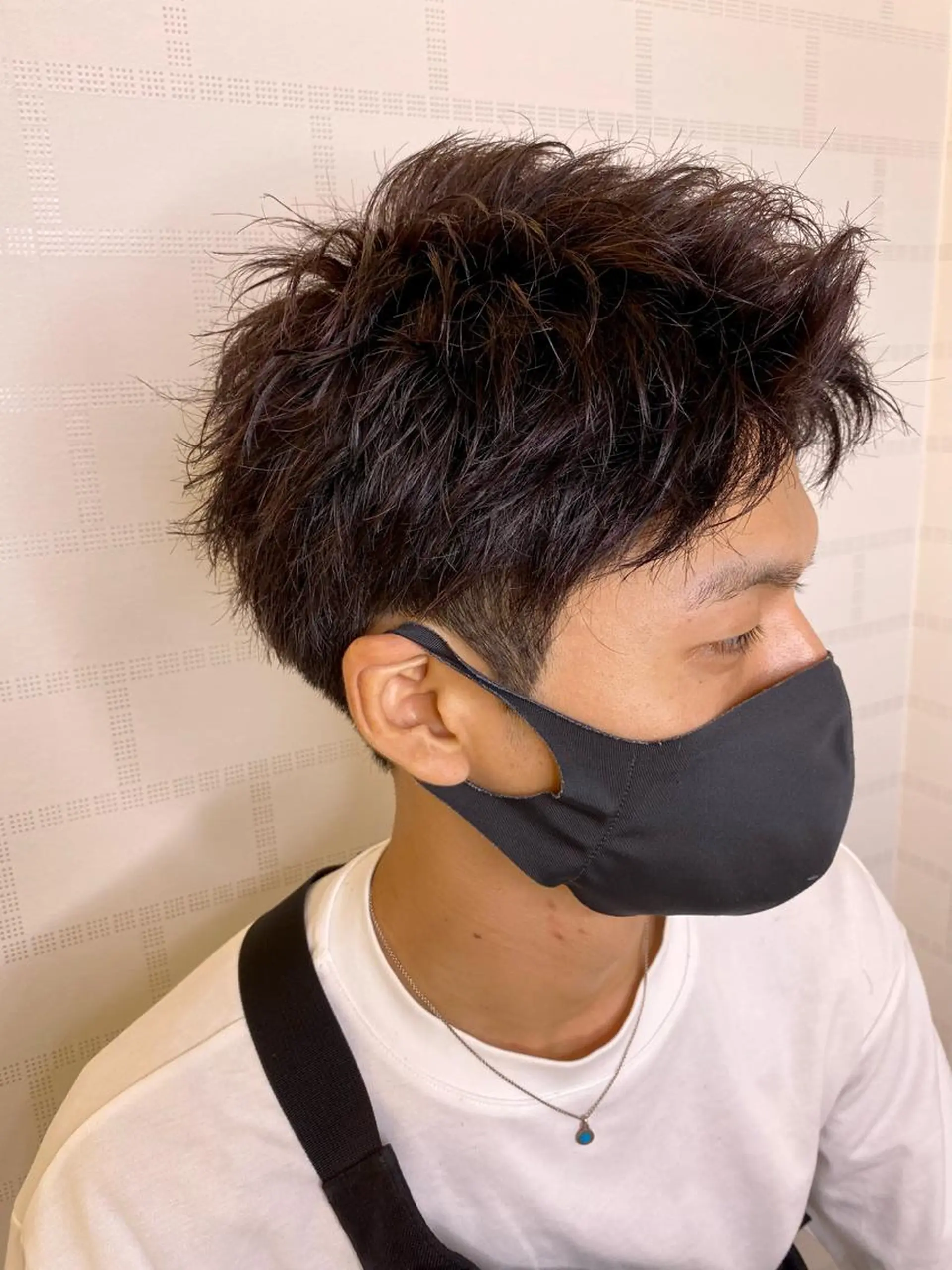 ショート カラー メンズ イルミナカラー ピンクカラー パープルカラー 塩谷黎✨ブリーチ無W カラーメンズパーマ✨のヘアスタイル