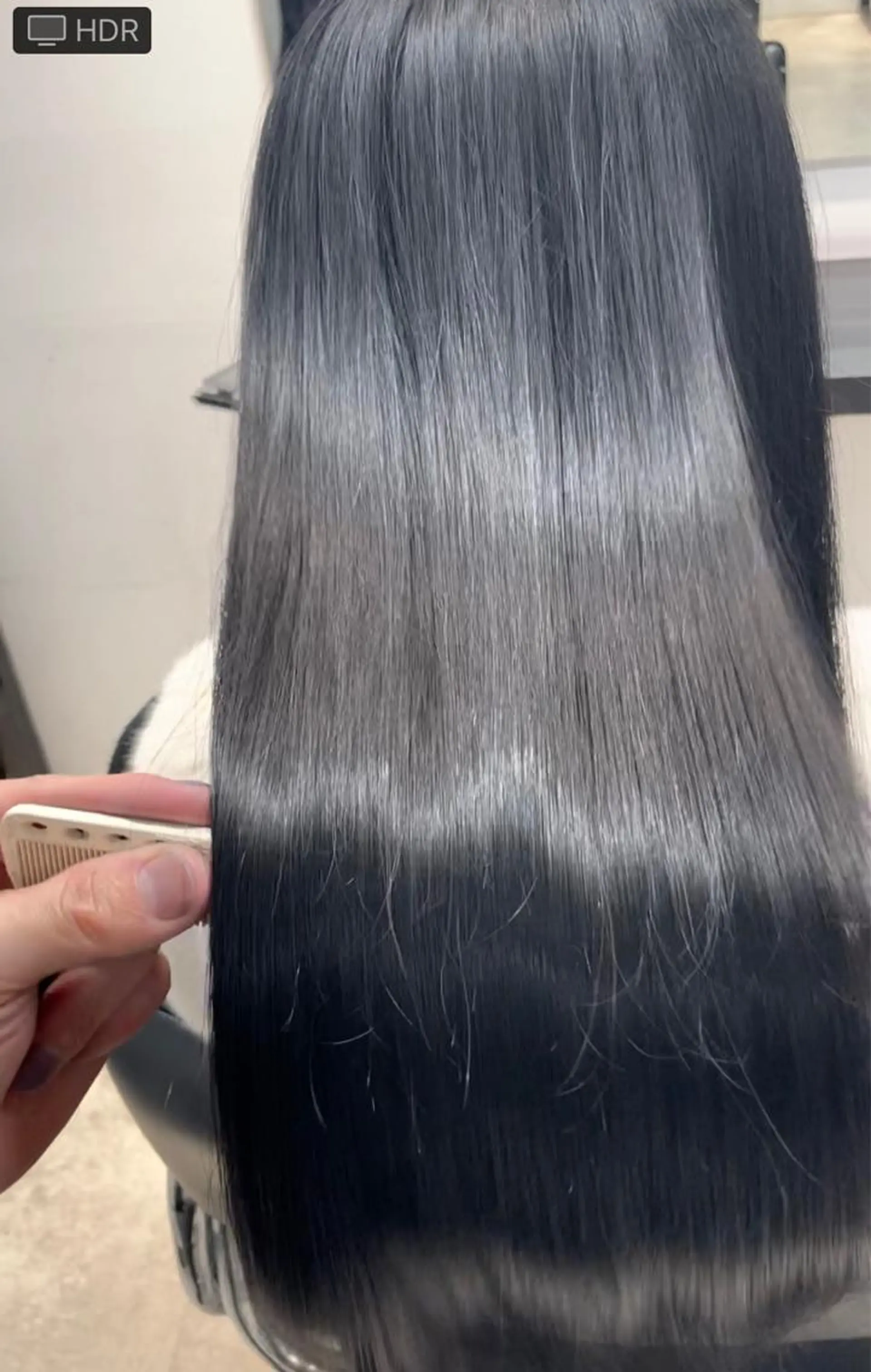 ロング カラー 黒髪 ブルーカラー ブルーブラック 韓国風カラー 韓国風ヘア カット ヘアカラー トリートメント 縮毛•酸性矯正特化/ 美髪•髪質改善/KJのヘアスタイル