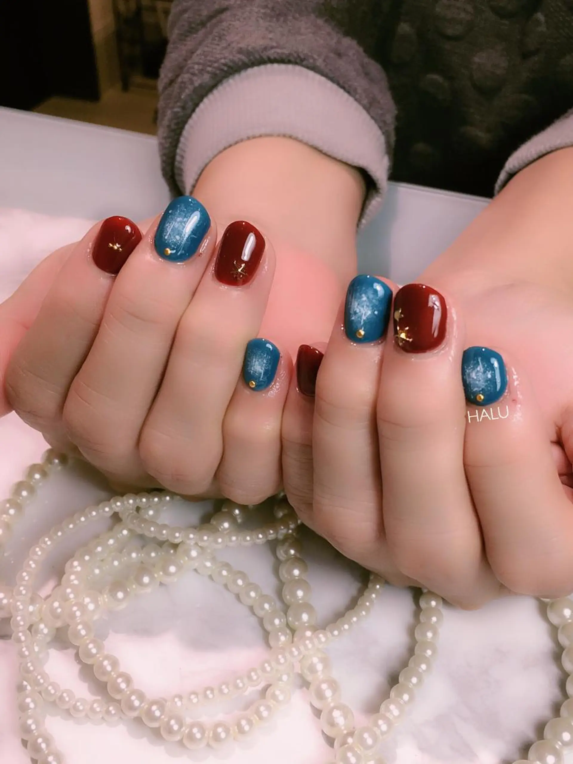 ネイル ボルドー カジュアル HALU ハルのネイルデザイン