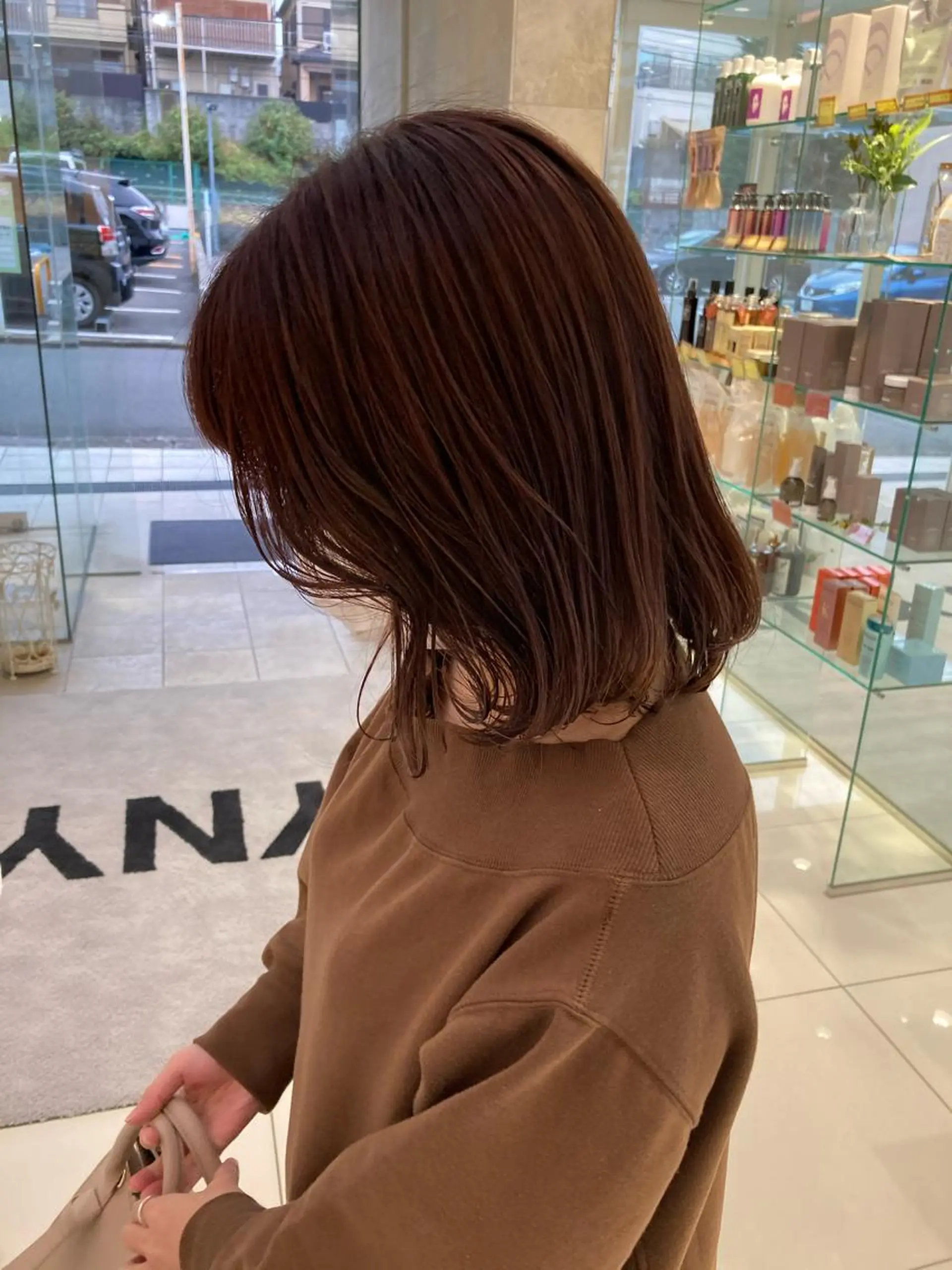 ミディアム カラー ベージュカラー ハイライトカラー ピンクカラー ピンクベージュ ハイライト 田中 あかねのヘアスタイル