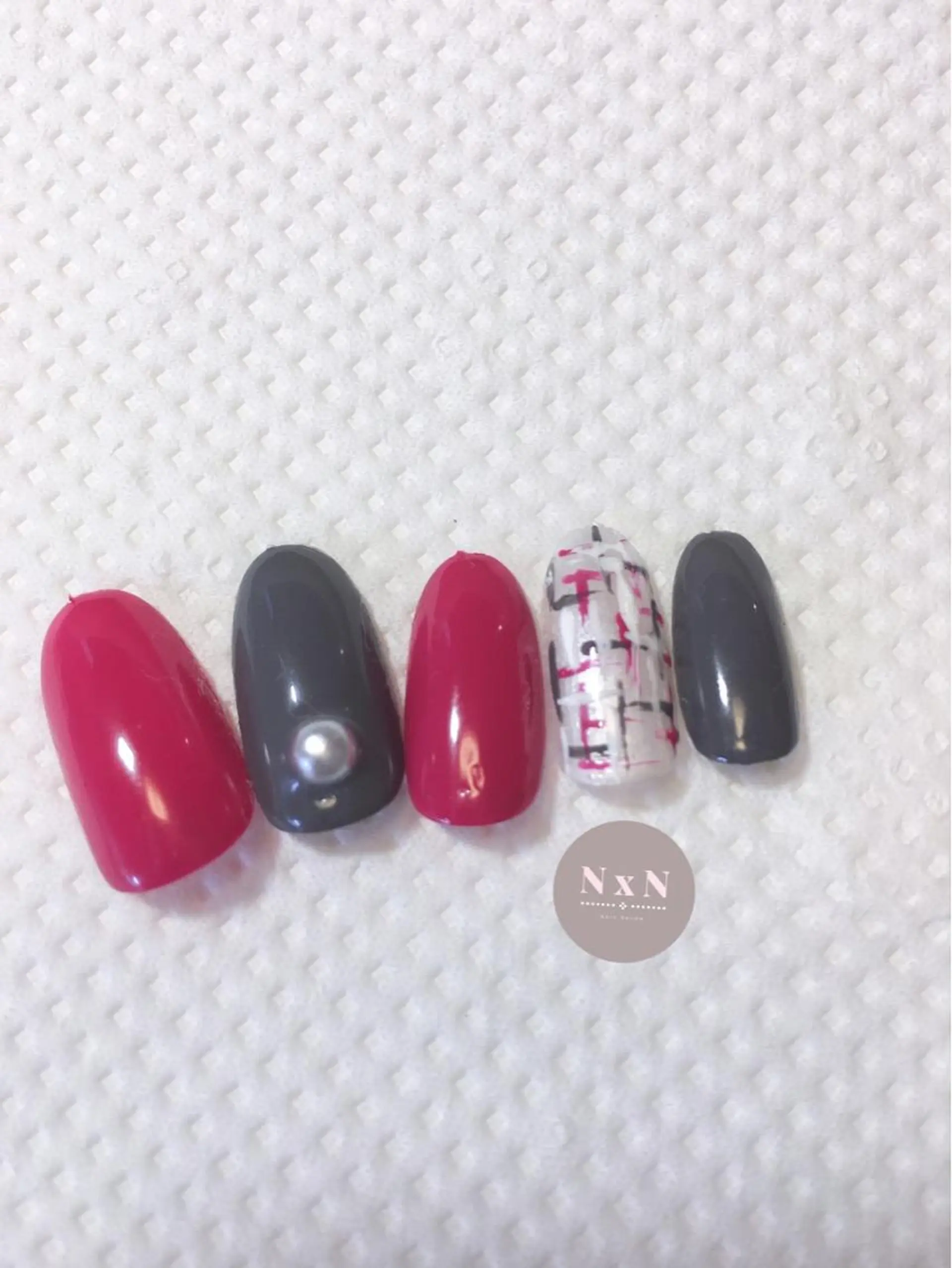 ネイル ジェルネイル ぷっくりネイル ツイードネイル 冬ネイル ハンドネイル nail salon N×Nのネイルデザイン