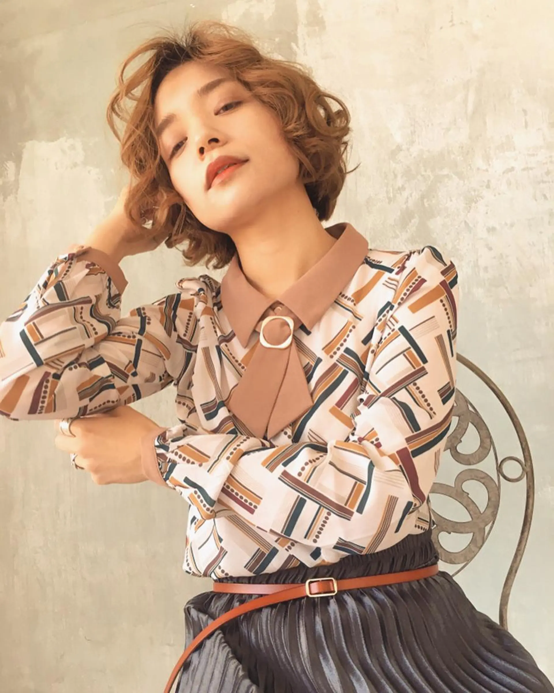 ショート カラー パーマ ヘアアレンジ freelance lab所属・iizuka akiのヘアスタイル