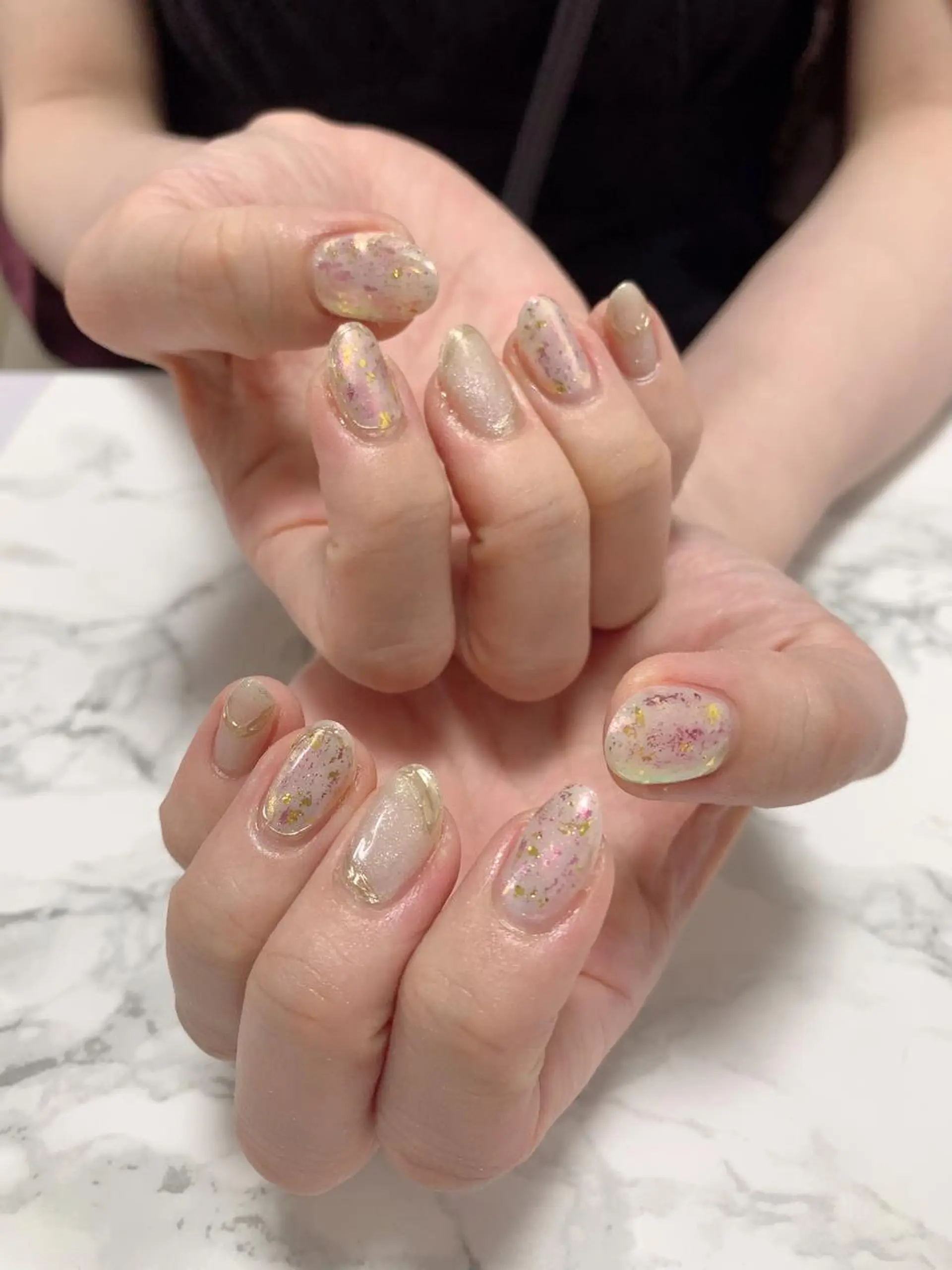 ネイル はな💎ネイル ワンホン、長さ出しのネイルデザイン