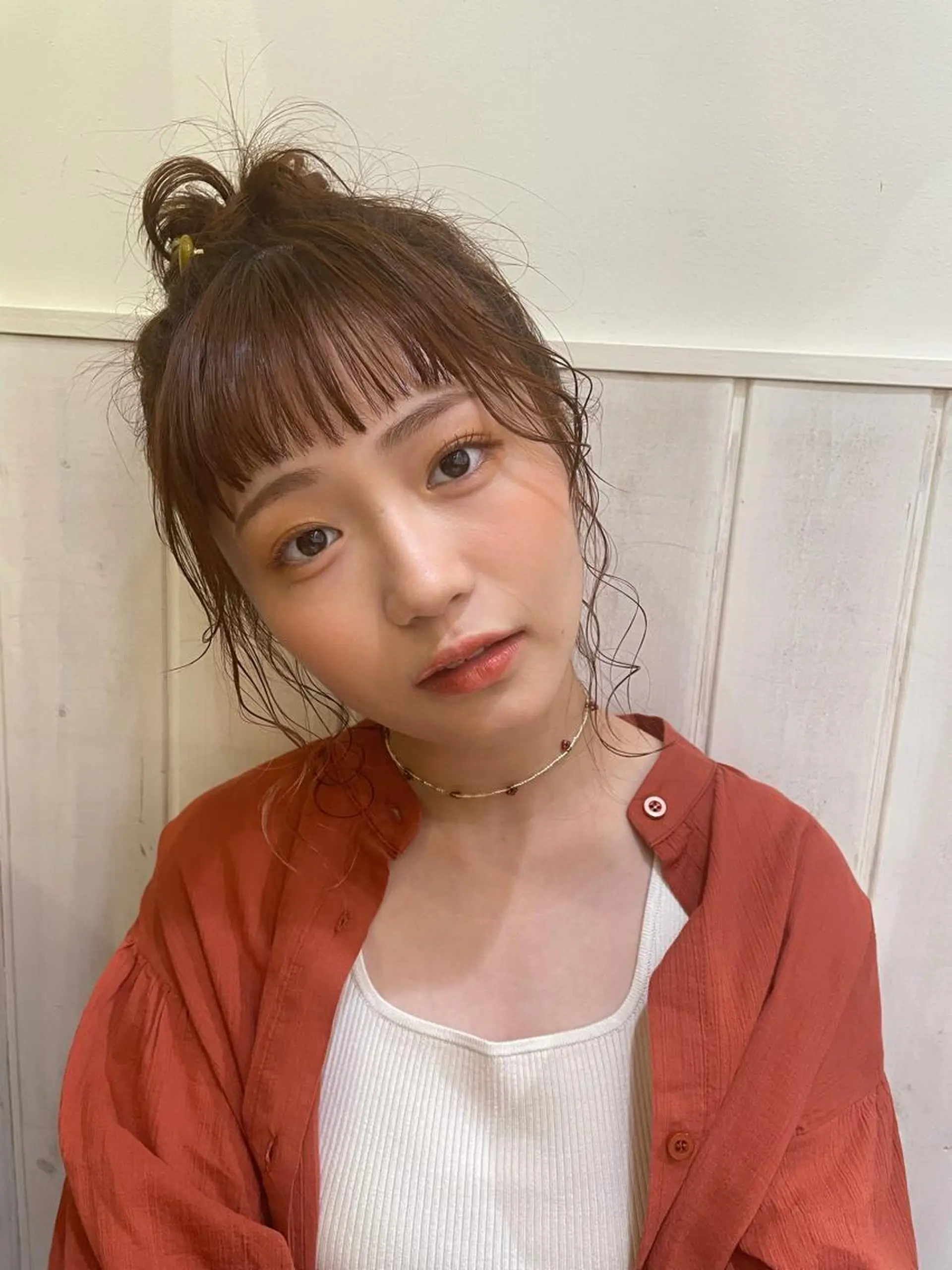 ミディアム カラー ヘアアレンジ 顔周りカット 清水　ちひろ ✄トップスタイリストのヘアスタイル