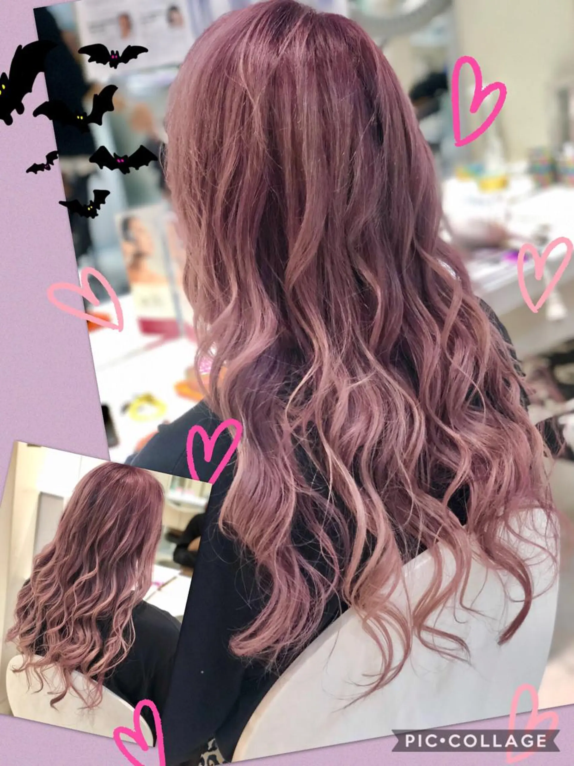 ロング カラー ブリーチ ケアブリーチ イルミナカラー ピンクカラー ピンクパープル 永島 桜のヘアスタイル