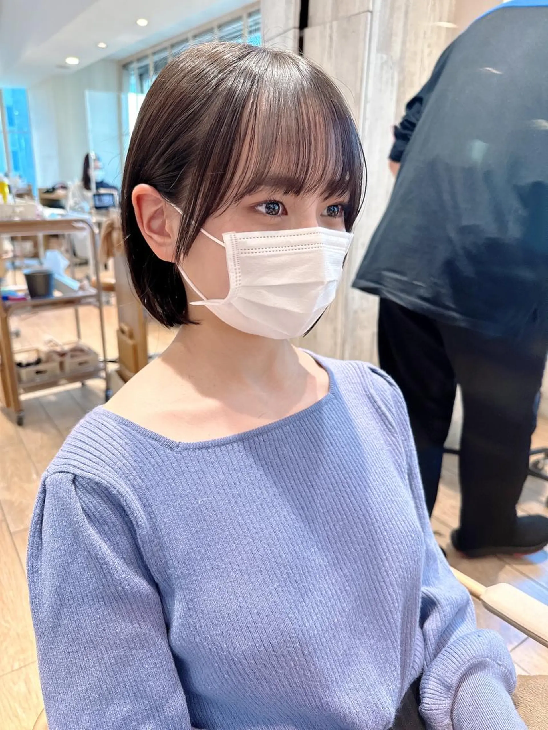 ミディアム 切りっぱなしボブ ショートボブ ボブ くびれヘア タンバルモリ カット トリートメント 市原 大翼のヘアスタイル