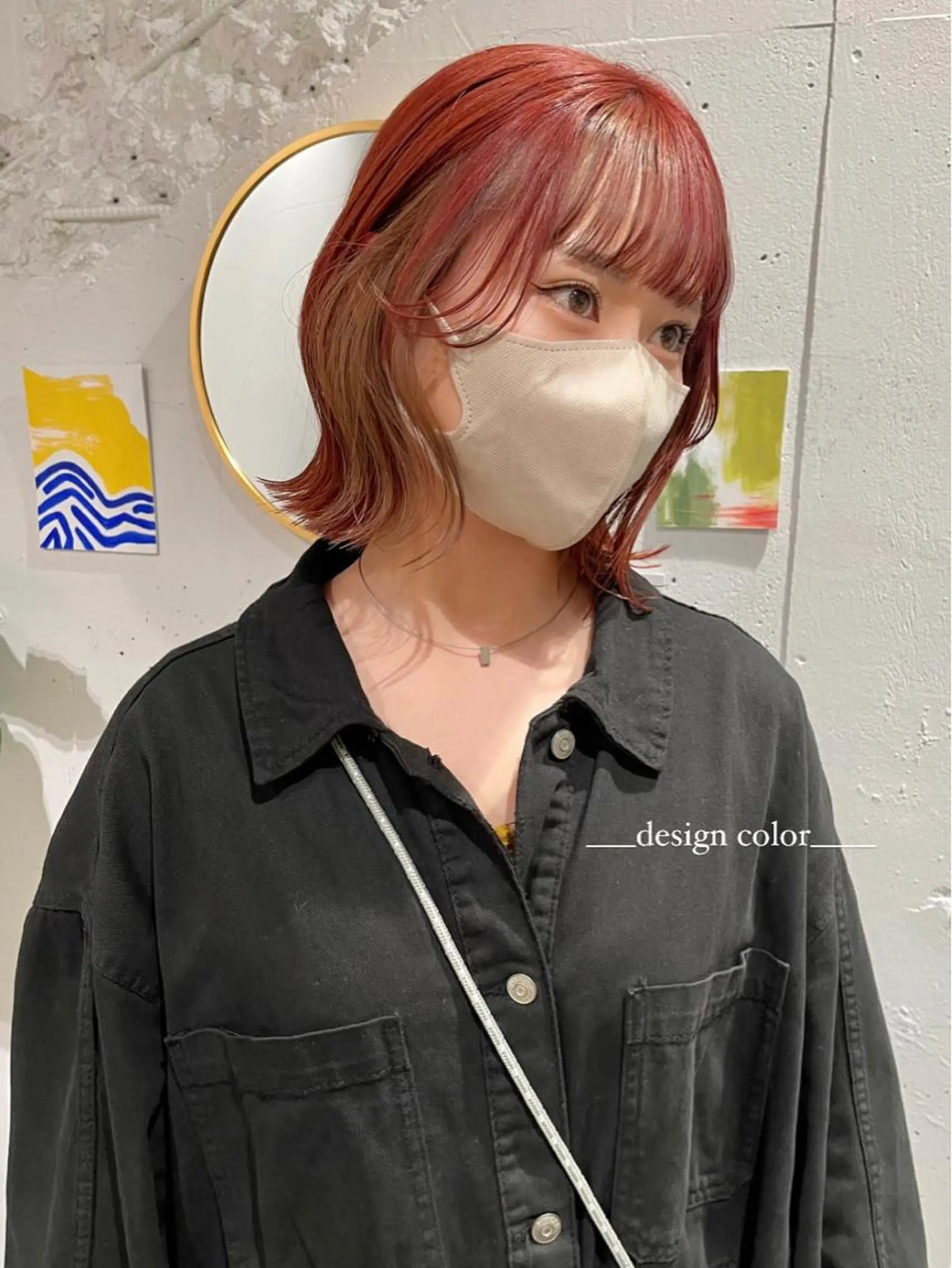 ミディアム カラー デザインカラー ボブ ウルフ/似合わせ レイヤー/RIHOのヘアスタイル