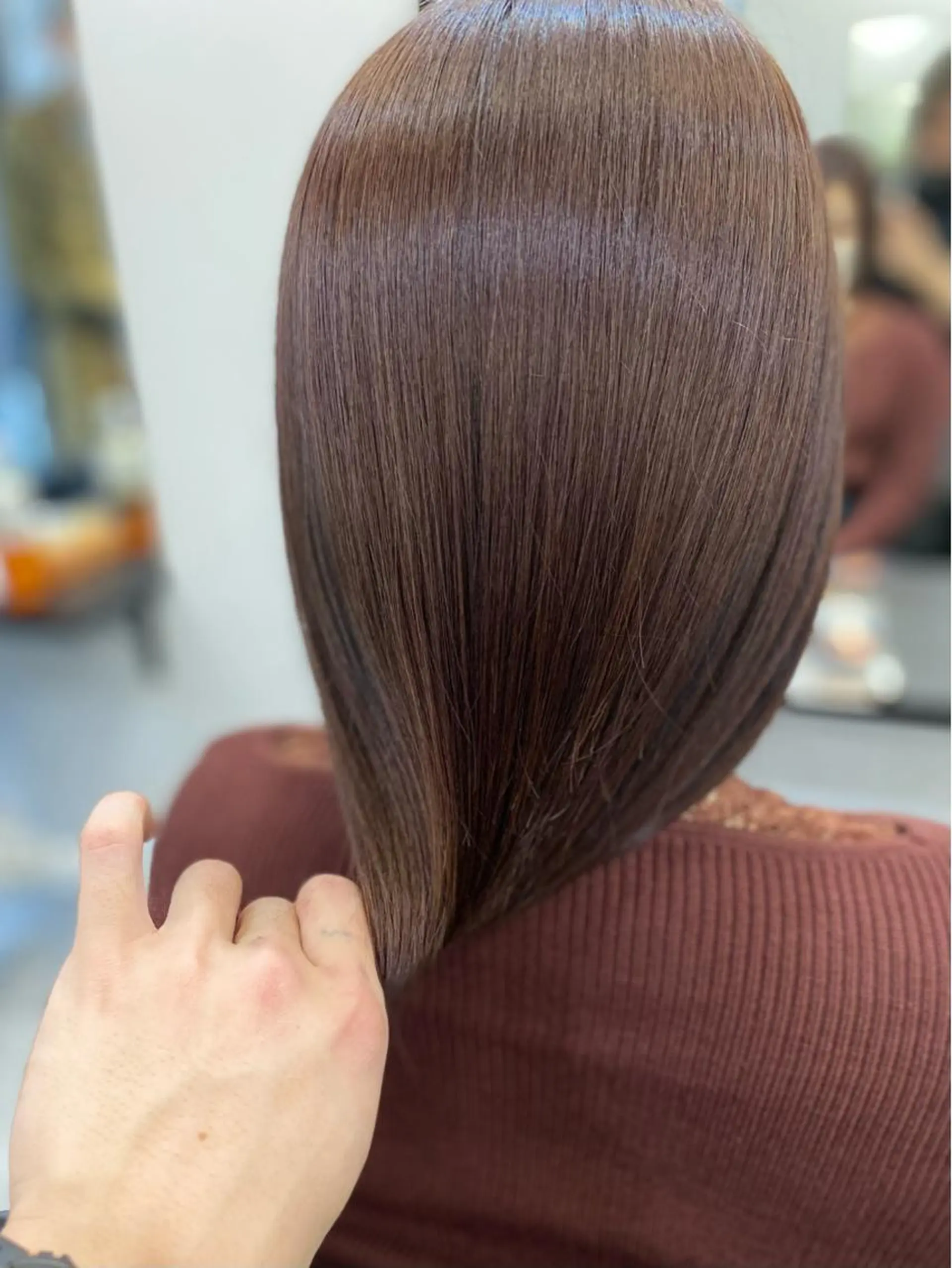 セミロング カラー ベージュカラー ブリーチ 透明感カラー フォギーベージュ ブリーチなしカラー opus 店長大和 レイヤー/赤み消しのヘアスタイル