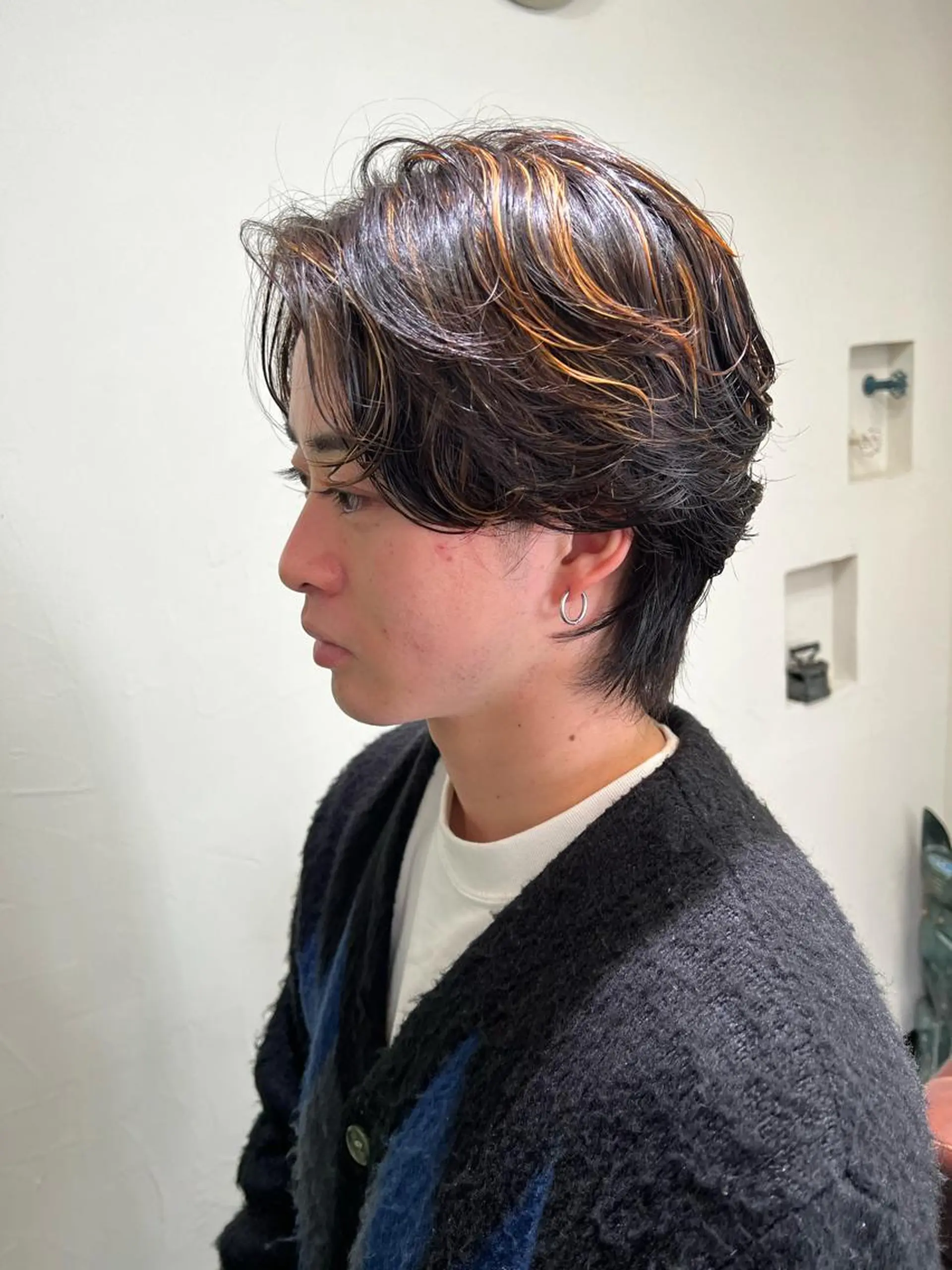 パーマ メンズ ダウンパーマ メンズパーマ メンズウルフカット ウルフカット Ang　山口 莉沙のヘアスタイル