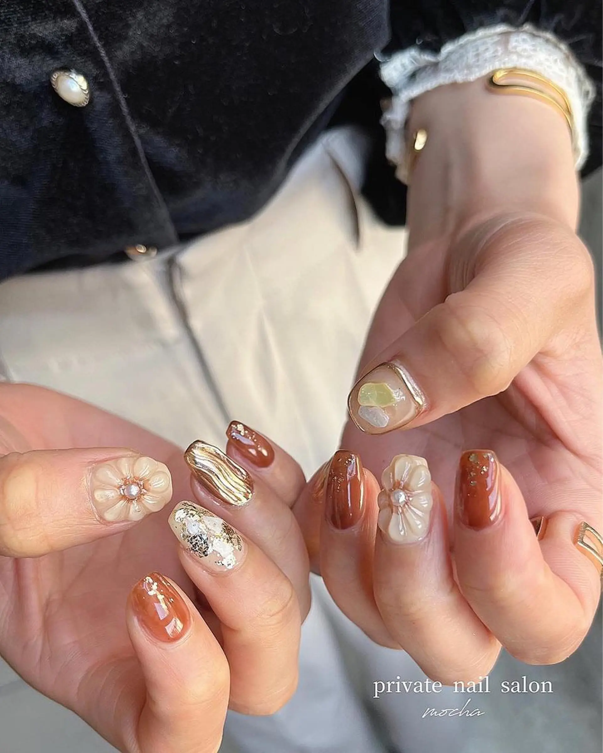 ネイル カジュアル チークネイル フレンチネイル ジェルネイル マグネットネイル ハンドネイル mocha nailのネイルデザイン