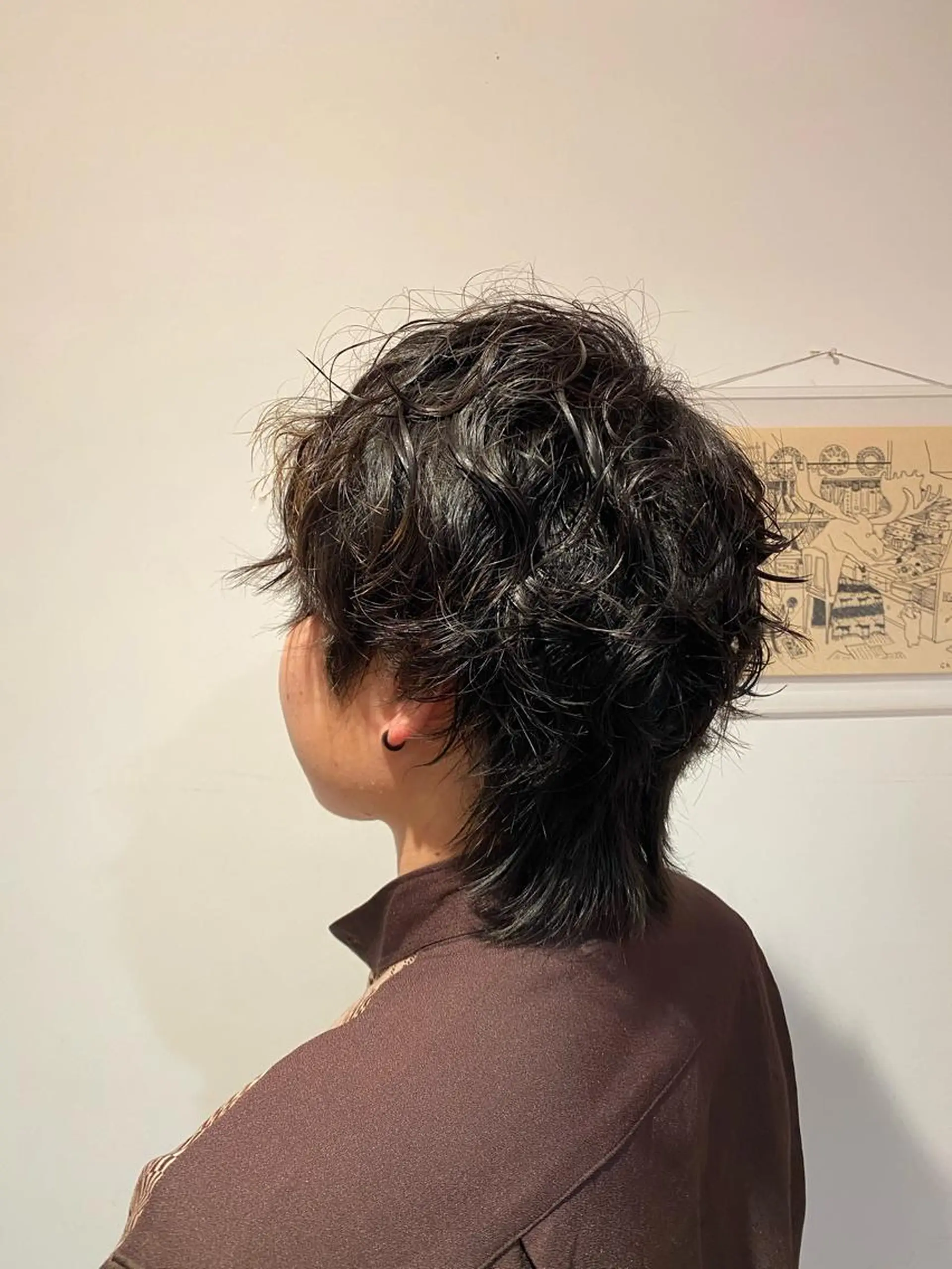 パーマ メンズ マッシュウルフ マッシュ メンズパーマ メンズウルフカット ウルフカット わかばやし ゆうこのヘアスタイル
