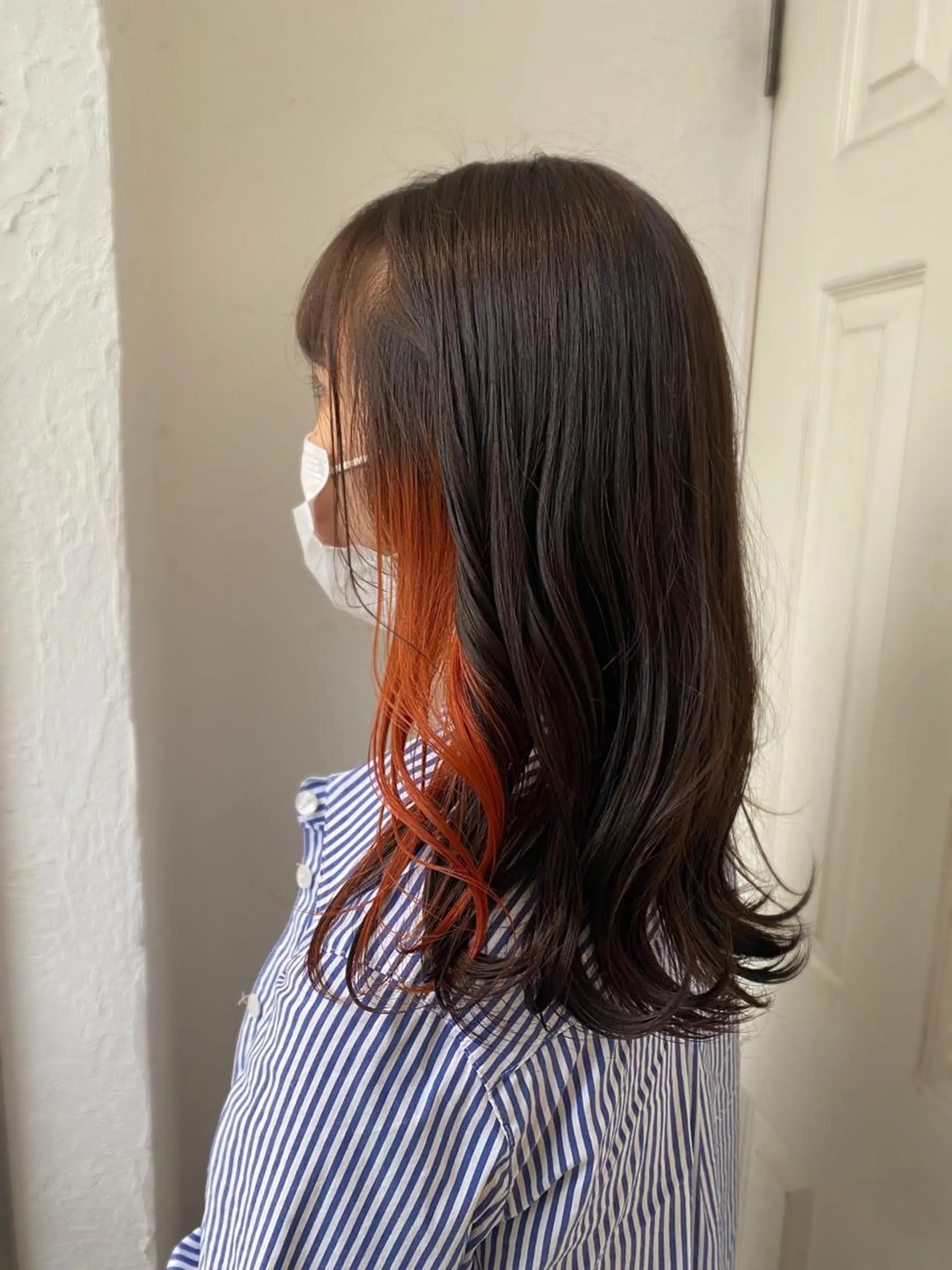 ロング カラー オレンジ 🍑もも 🍑のヘアスタイル