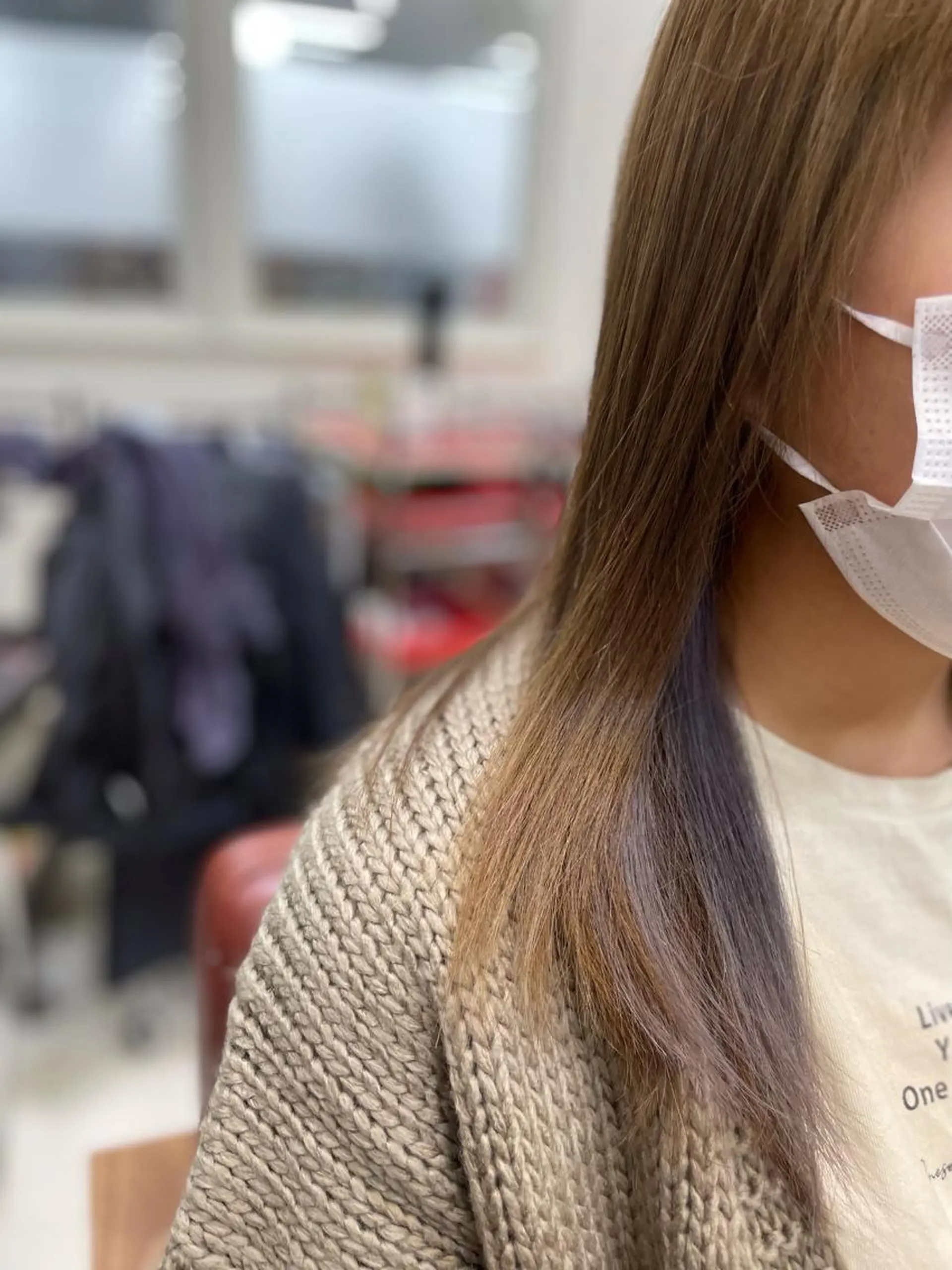 ロング カラー アッシュ イヤリングカラー インナーカラー パープルカラー 💫カットパーマ💫 伊原虎太郎のヘアスタイル