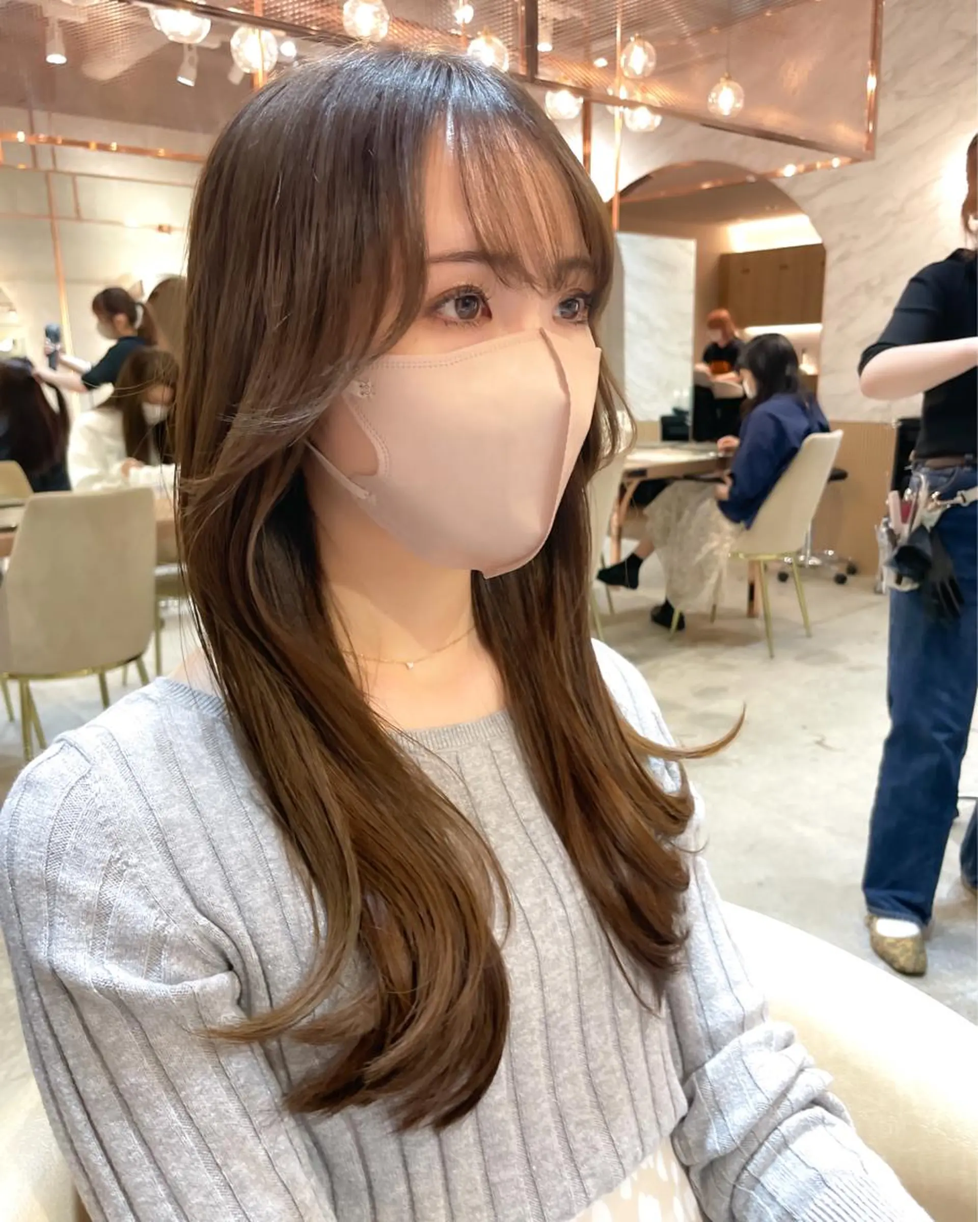 セミロング カラー カット ヘアカラー 縮毛矯正 トリートメント レイヤー/韓国ヘア 縮毛矯正🫧鈴木颯のヘアスタイル