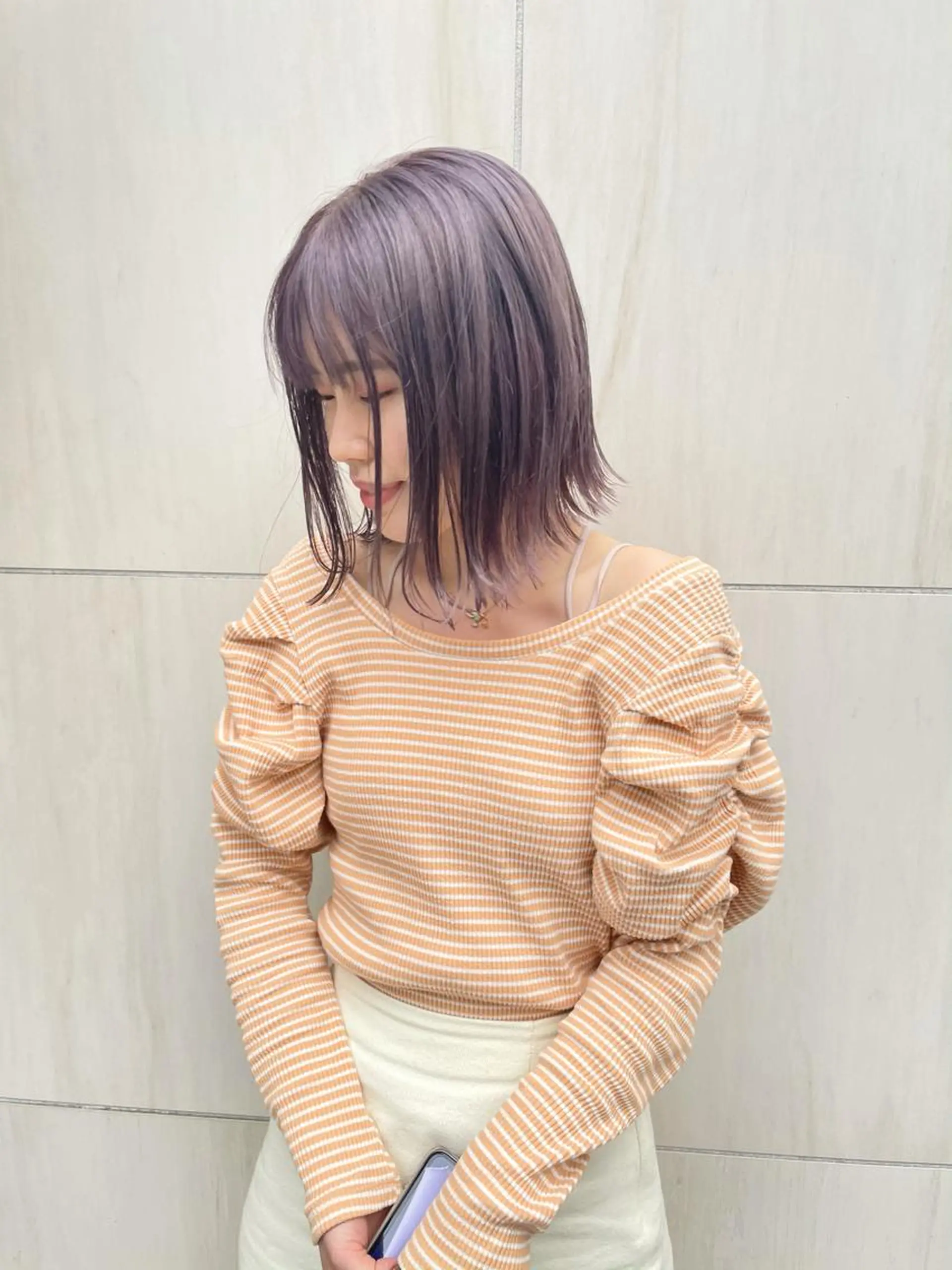 ミディアム カラー パーマ ヘアアレンジ メンズ キッズ ネイル マツエク・マツパ パープルカラー シルバー パープル シルバー カット ヘアカラー トリートメント tatsumi/ボブ ウルフ/レイヤーのヘアスタイル