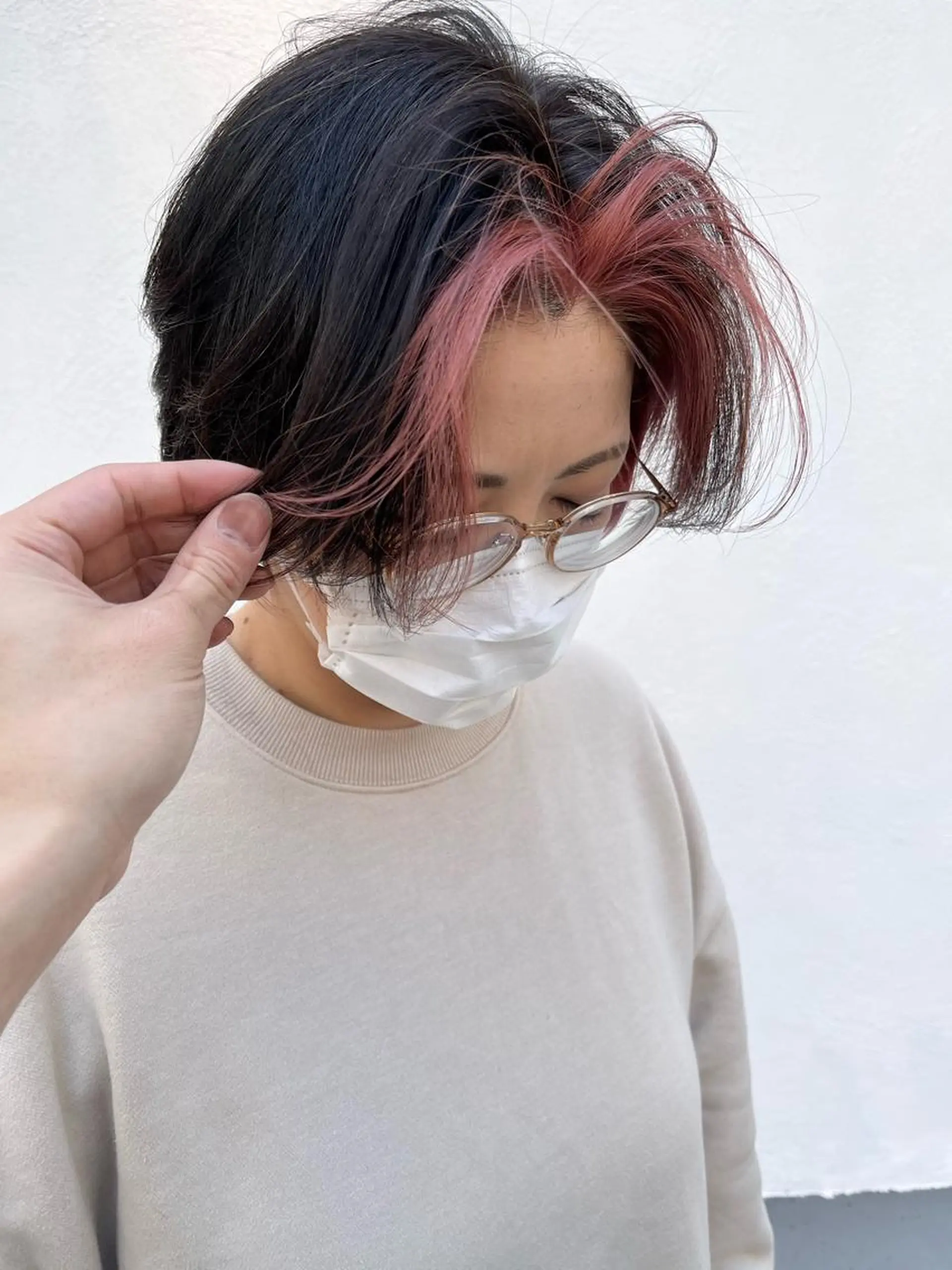 ショート カラー ハンサムショート ミストバング  フェイスフレーミング ピンクカラー ショートヘア 【美髪を叶える】中谷 彰宏（アキ)のヘアスタイル