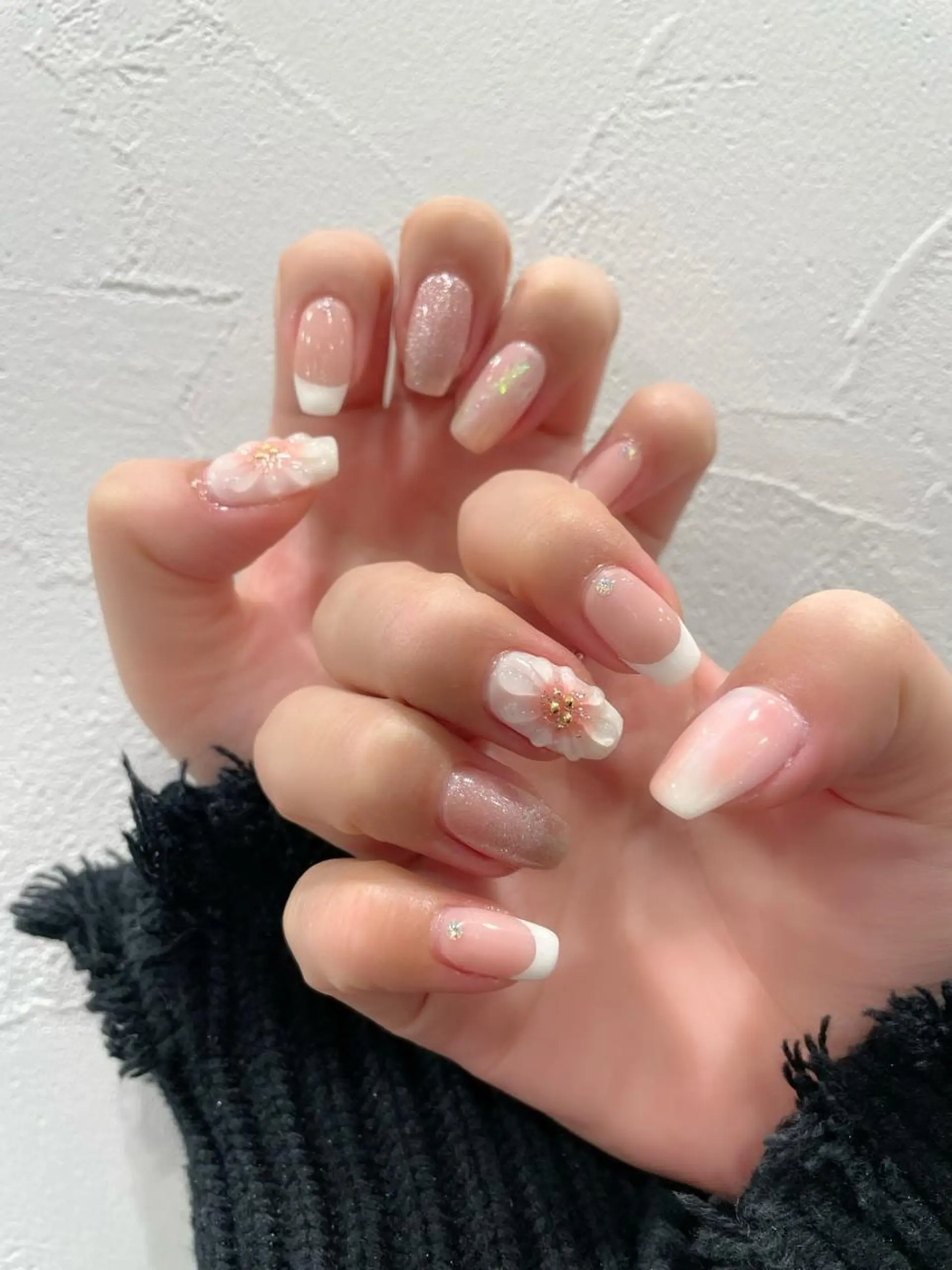 ネイル フレンチネイル ぷっくりネイル ハンドネイル 佐藤 まりえのネイルデザイン