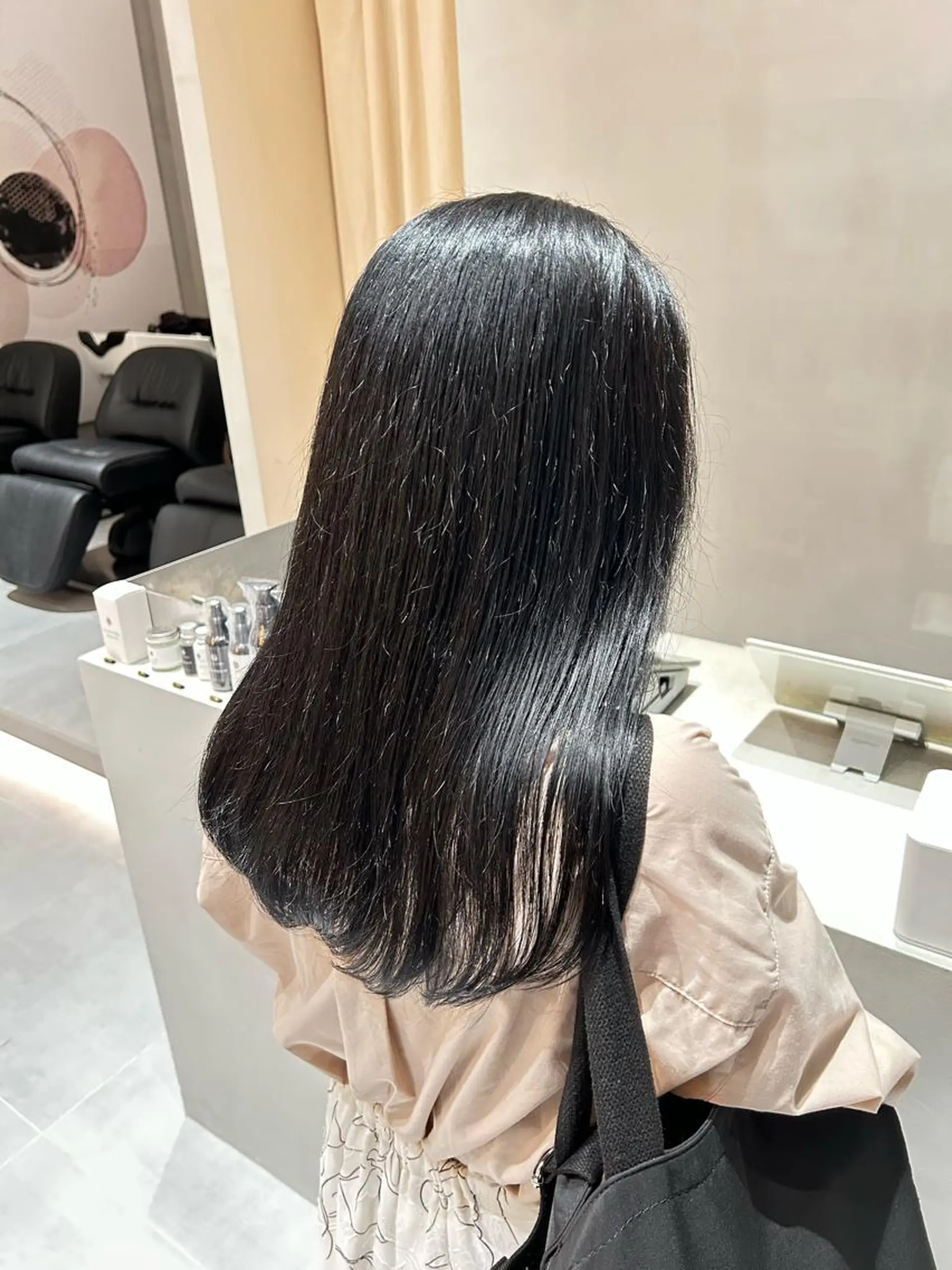 ロング カラー 黒髪 ブルーカラー ブルーブラック ヘアカラー トリートメント ヘアセット 垢抜け/レイヤー /艶カラー🪼風香のヘアスタイル