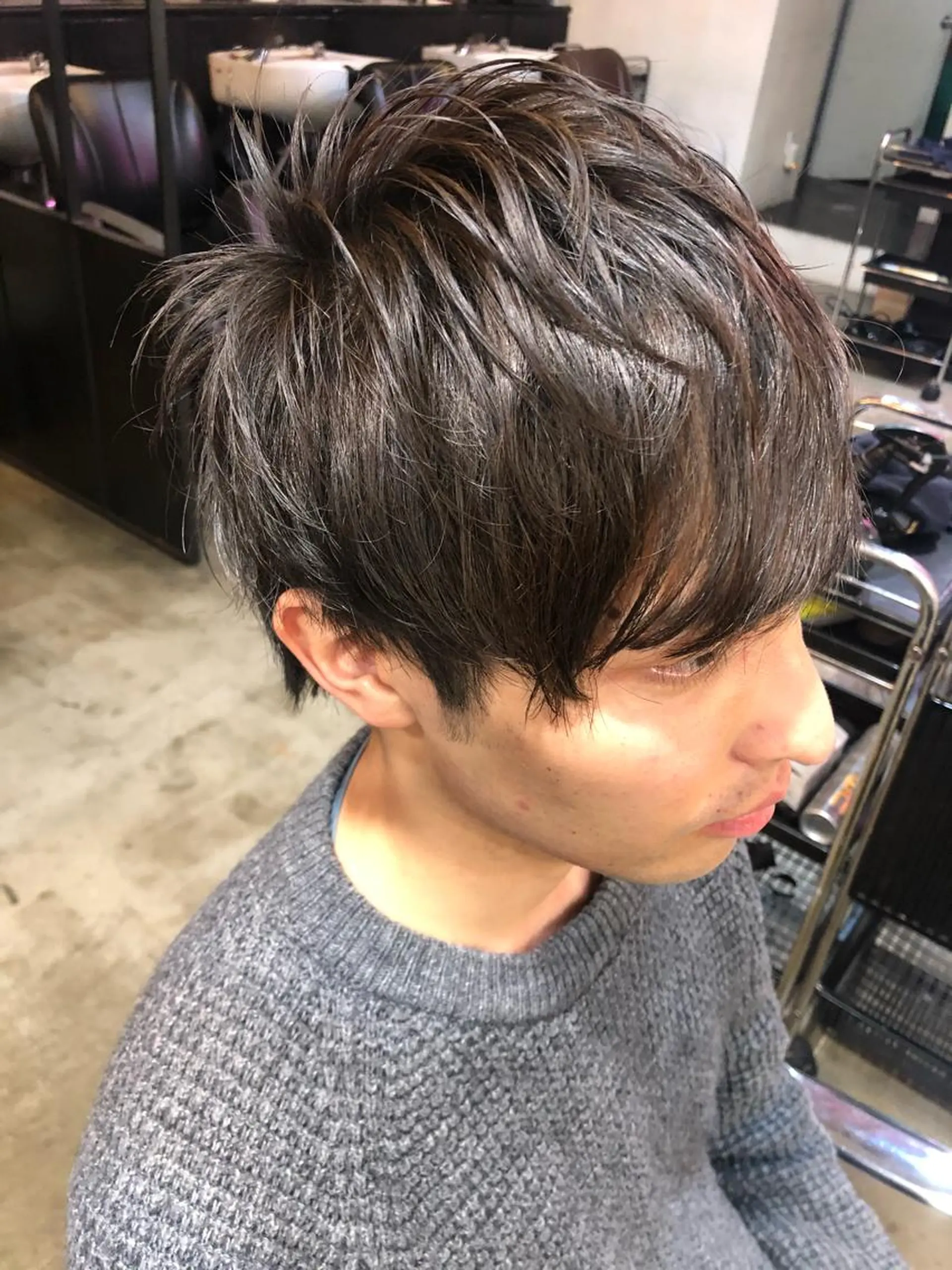 ショート カラー パーマ メンズ メンズパーマ カット パーマ ✴︎赤み除去カラー daichi✴︎のヘアスタイル