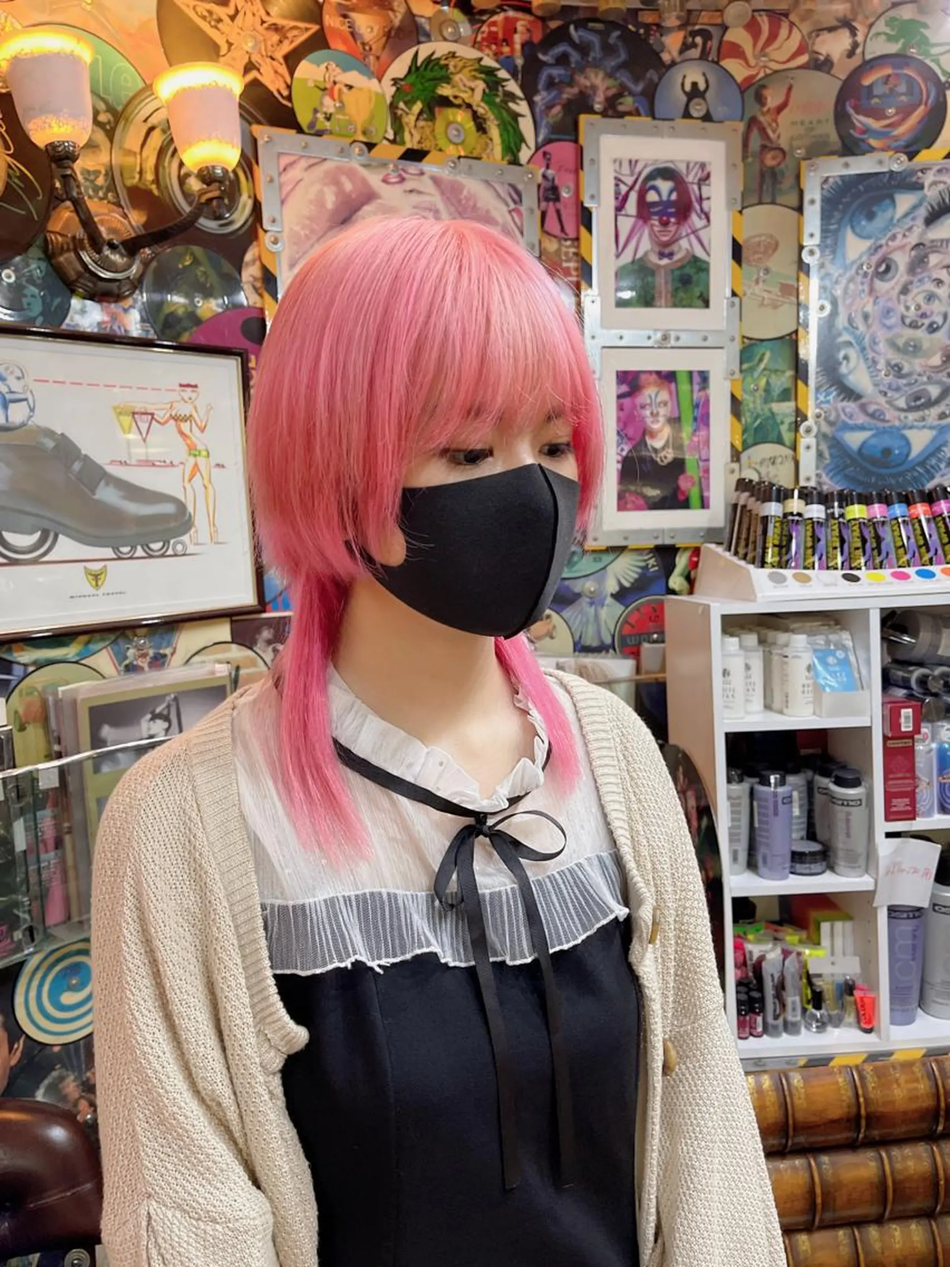 ショート カラー ヘアアレンジ マツエク・マツパ ブリーチ ケアブリーチ ハイトーンカラー ピンクカラー カラーマツエク 🌈派手髪エクステ ブレイズ🌈ひろとのヘアスタイル