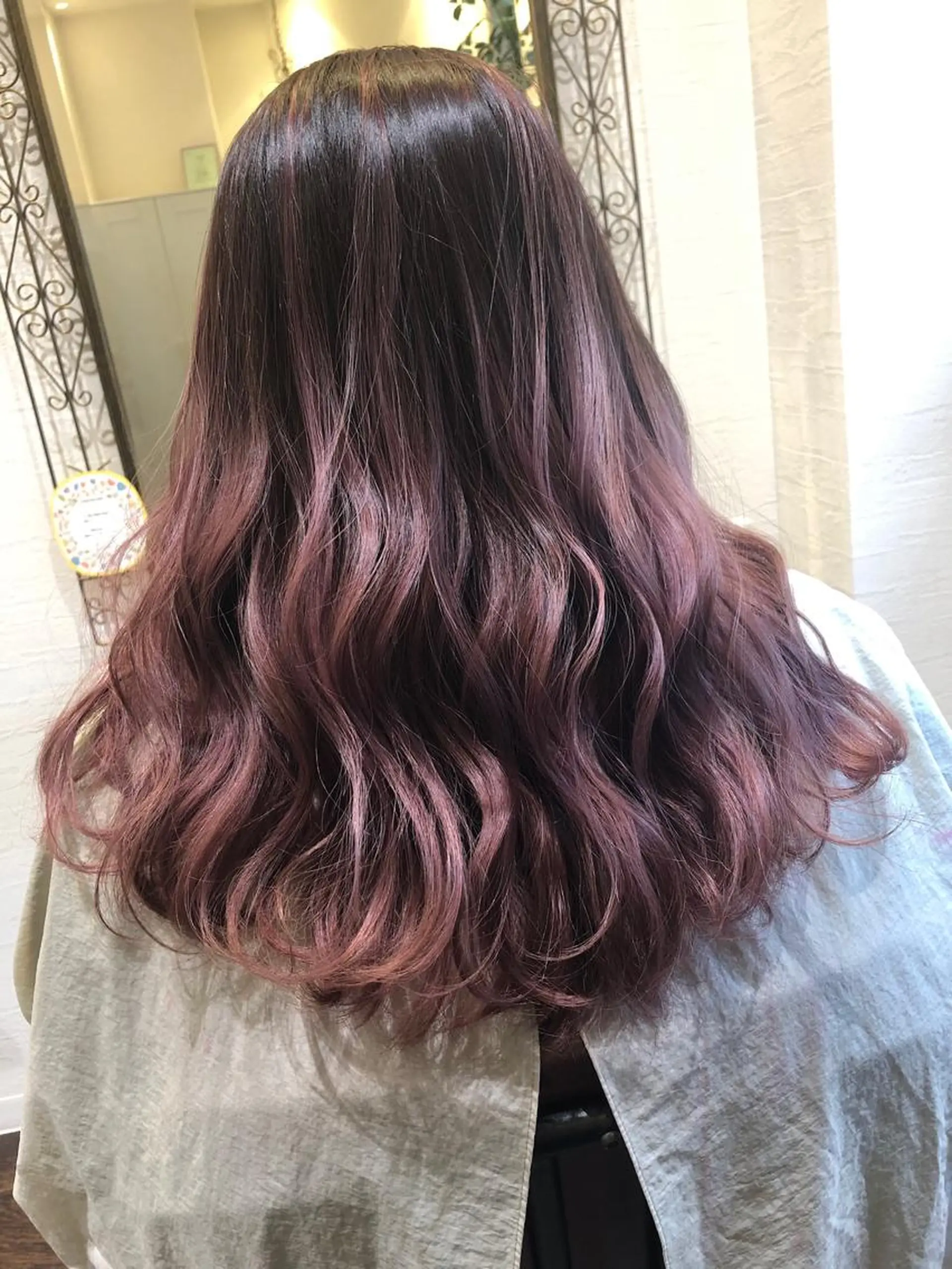 ロング ピンクラベンダー ヘアカラー 皆巳 達郎のヘアスタイル